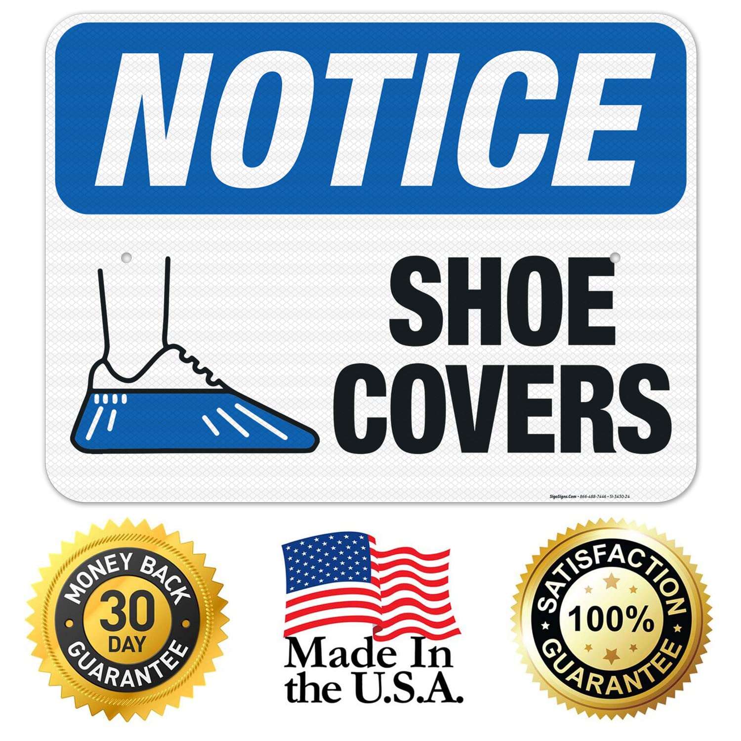 3M EGP Reflective OSHA Shoe Covers Sign - 18x24 Inches, .080 Aluminum, Fade Resistant for Indoor/Outdoor Use - Made in USA | Workplace Safety & Hygiene Compliance