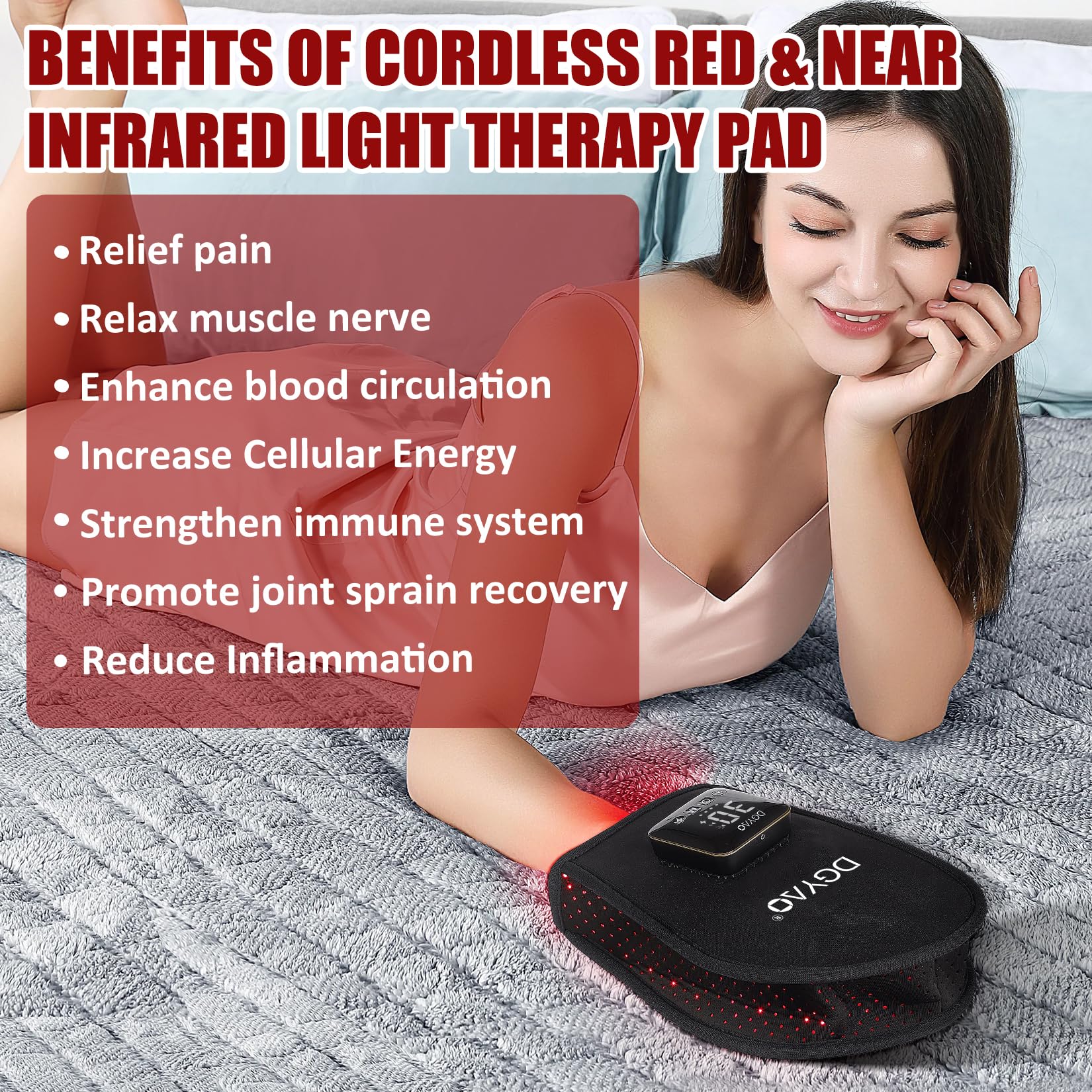 Portable Cordless Red & Infrared Light Therapy Gloves for Hand Pain Relief - 660nm Red & 850nm Infrared Light, 4000mAh Battery - Ideal for Arthritis, Carpal Tunnel, Joint Stiffness in Hands, Fingers & Wrist - Perfect for Home, Office & Travel Use