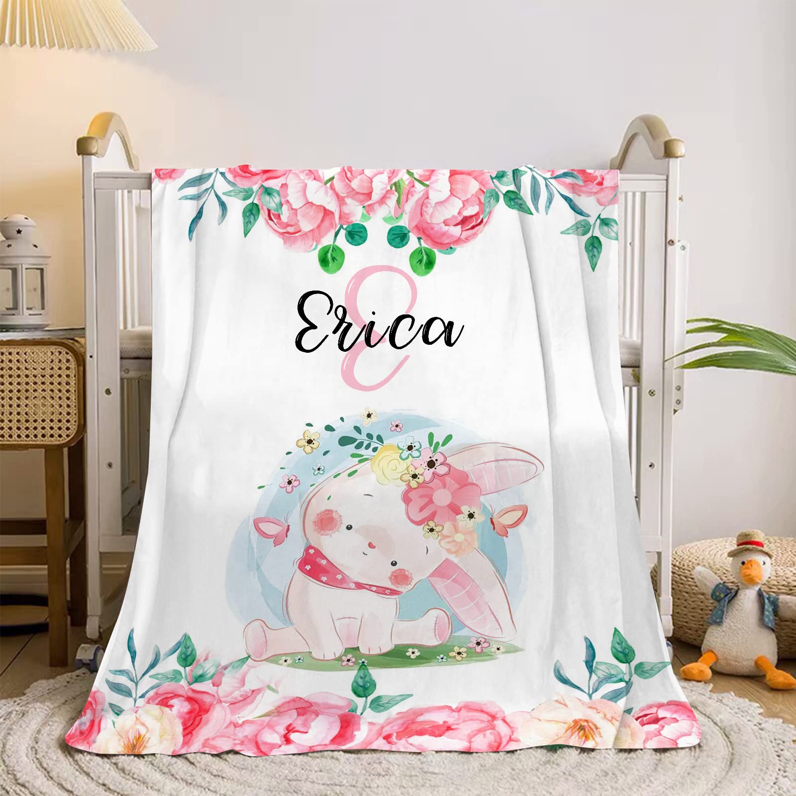 Personalized Baby Blanket with Name - Soft Fleece Flannel Blanket for Baby Girl & Boy - 40