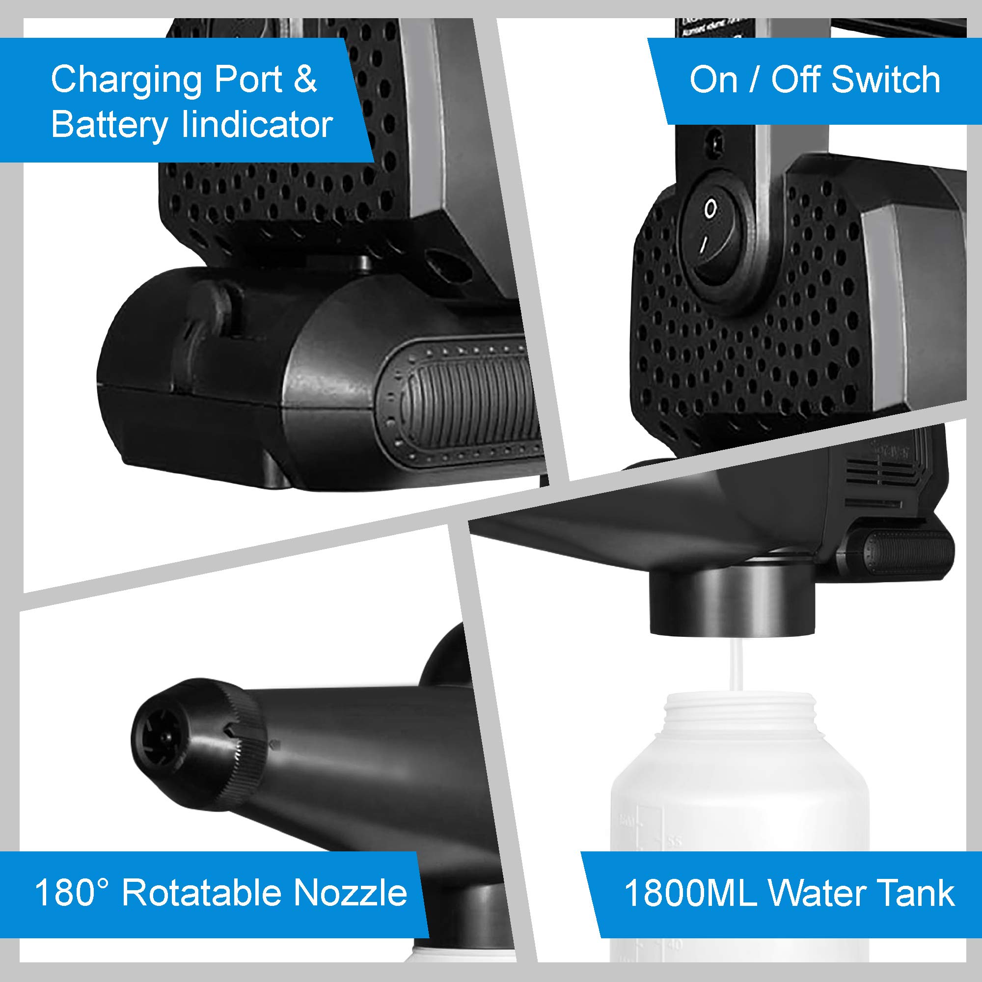 Medd Max Cordless Handheld Electrostatic Fogger Machine - 1.8L Battery Powered Nano Spray Gun for Disinfection, Sanitizing & Pest Control - Portable Electric Fine Mist Sprayer for Home, Garden & Commercial Use