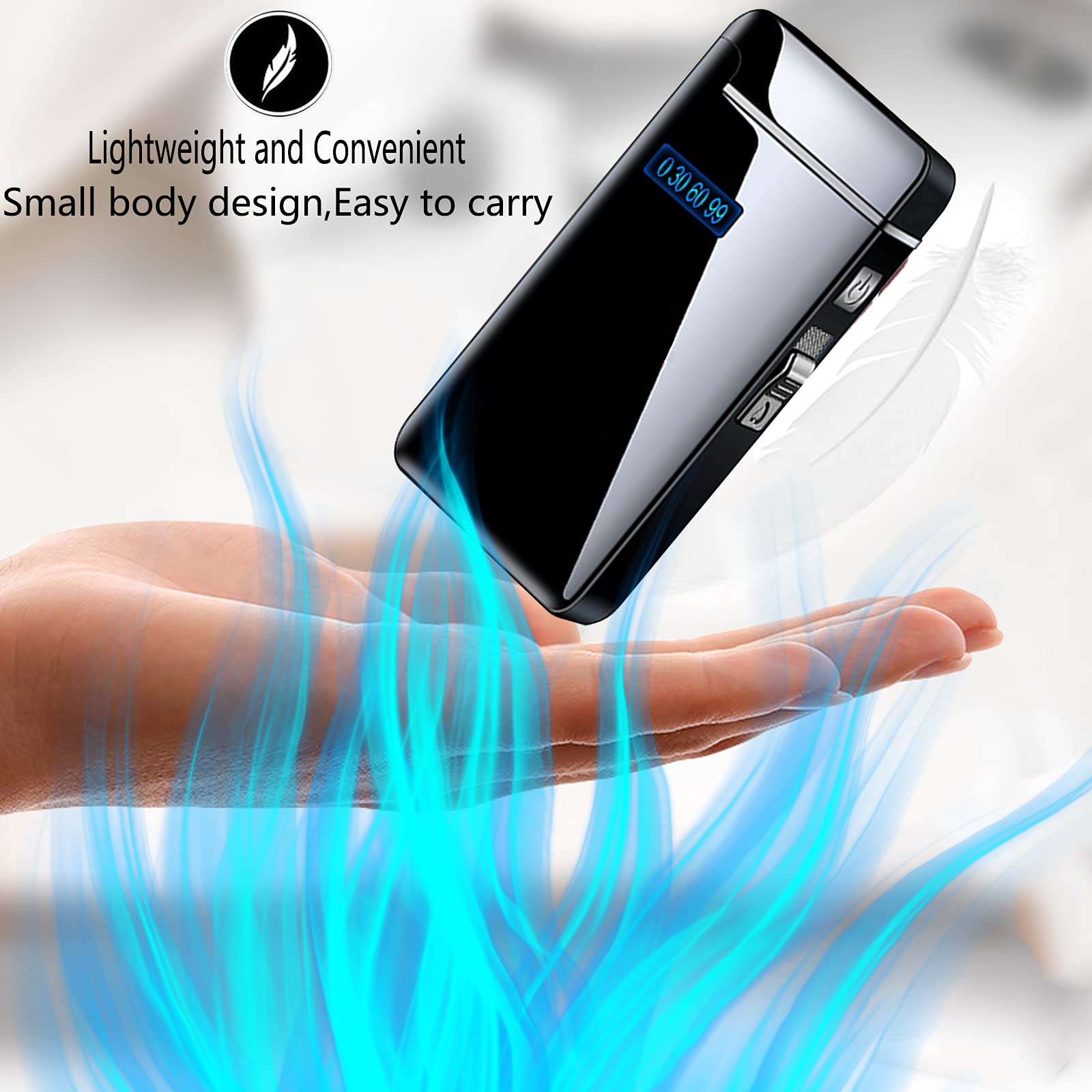 USB Rechargeable Windproof Arc Lighter - Smart Electric Lighter for Cigarettes, Camping & Gifts (Black)