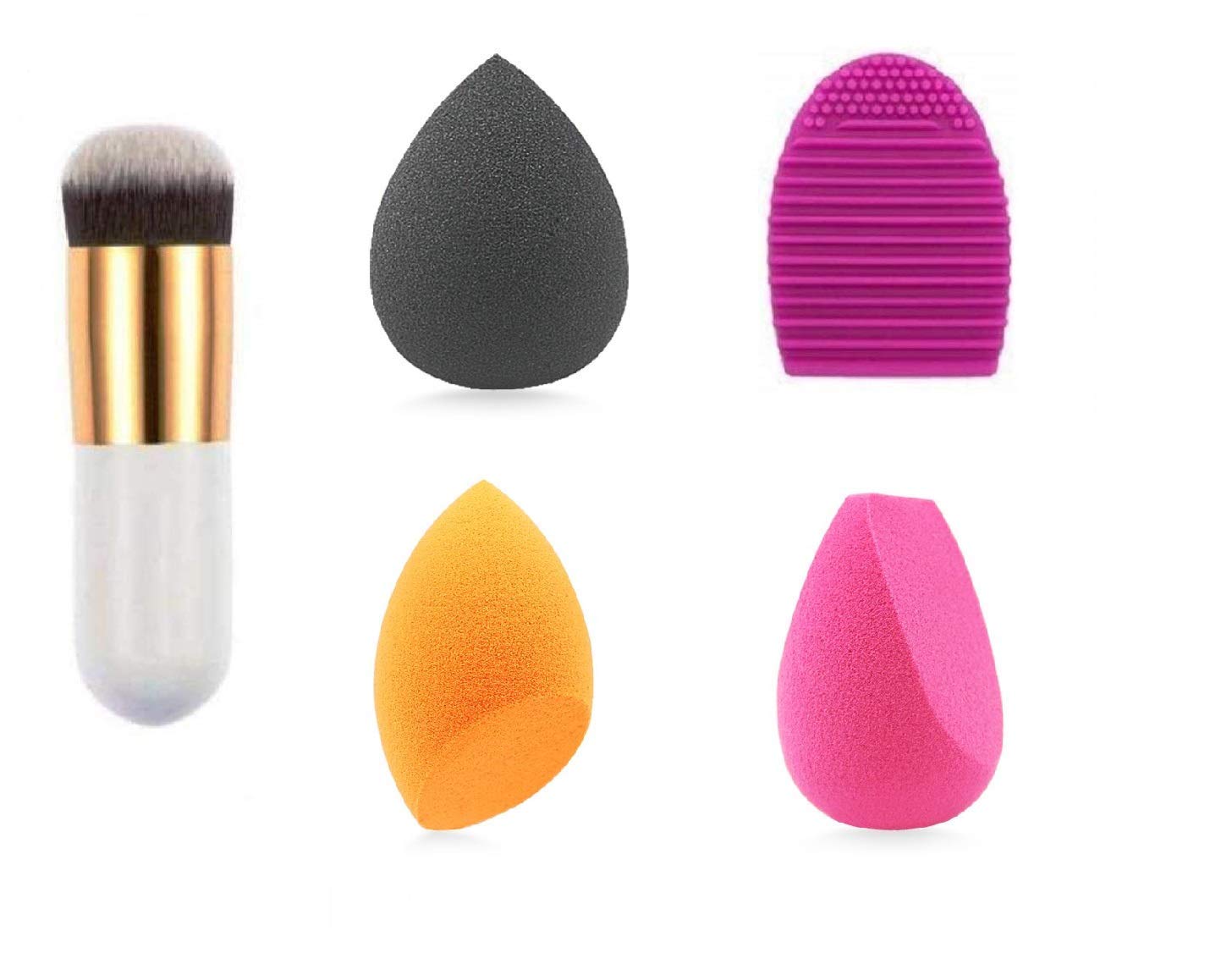 AVTY 3 Shape Makeup Blender Sponge Set with Foundation Brush - Professional Beauty Sponges for Liquid, Cream & Powder Cosmetics - Multi-Colored Makeup Sponges Kit for Flawless Blending & Contouring - Perfect for Daily Makeup, Professional Use & Travel