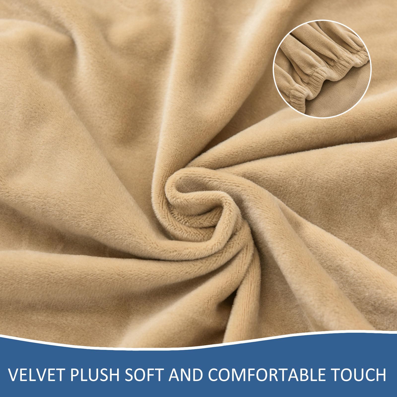 Stretch Velvet Dining Chair Covers - Elastic Slipcovers for Dining Room, Living Room & Kitchen - Soft Chair Protectors (Camel, Set of 6) - Perfect for Home Decor, Parties & Everyday Use