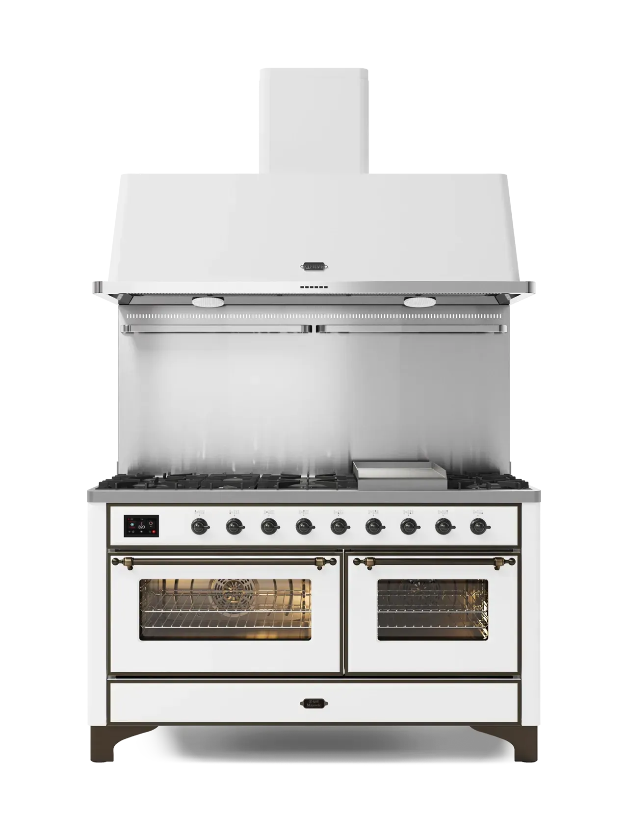 ILVE 150 cm TFT Double Oven Range Cooker - Professional Stainless Steel Gas Stove with 6 Burners for Home Kitchen & Restaurant Use