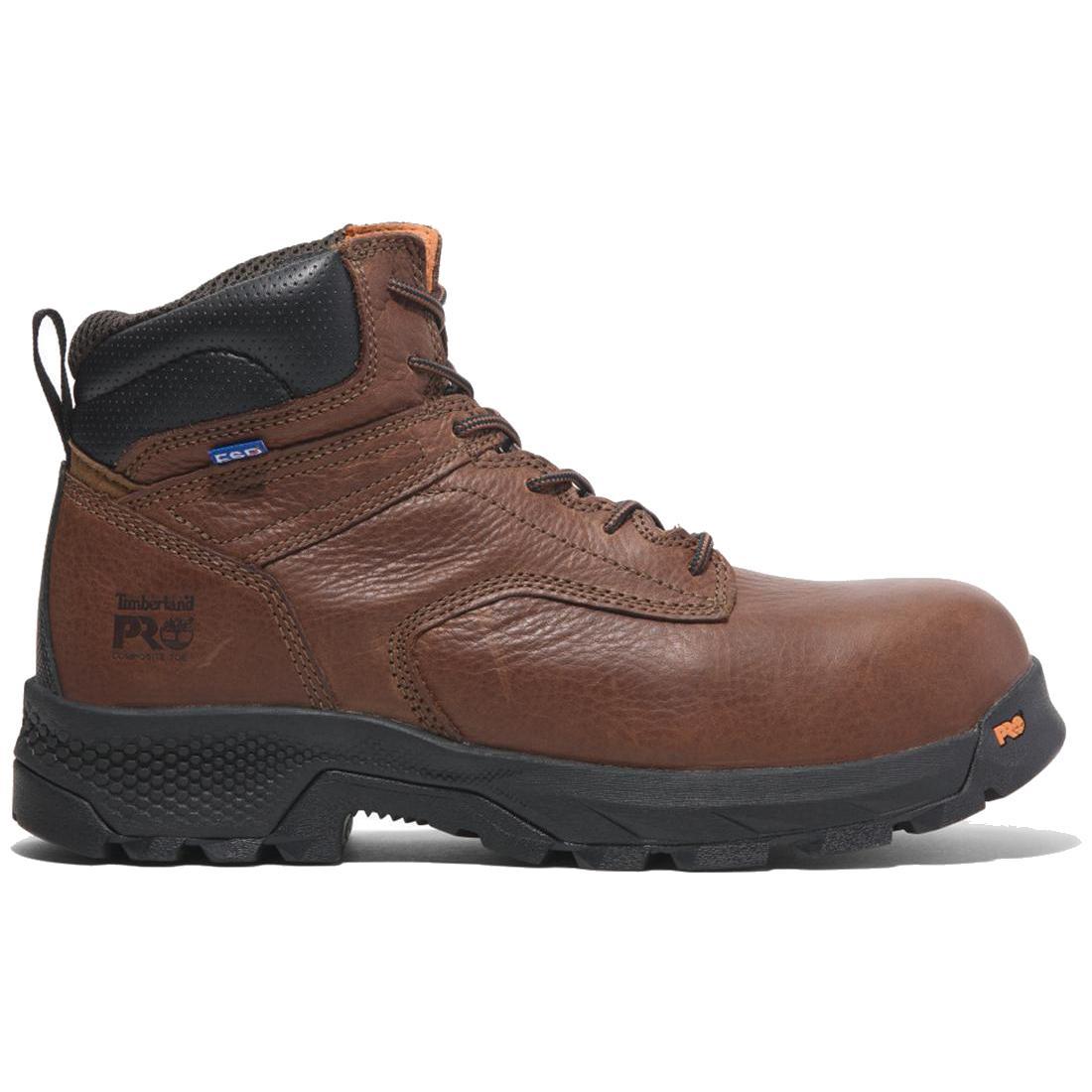 Titan EV 6 Inch Composite Toe SD10 Work Boots for Men - Brown Coffee Safety Shoes - Waterproof & Slip-Resistant for Construction, Warehouse & Outdoor Work