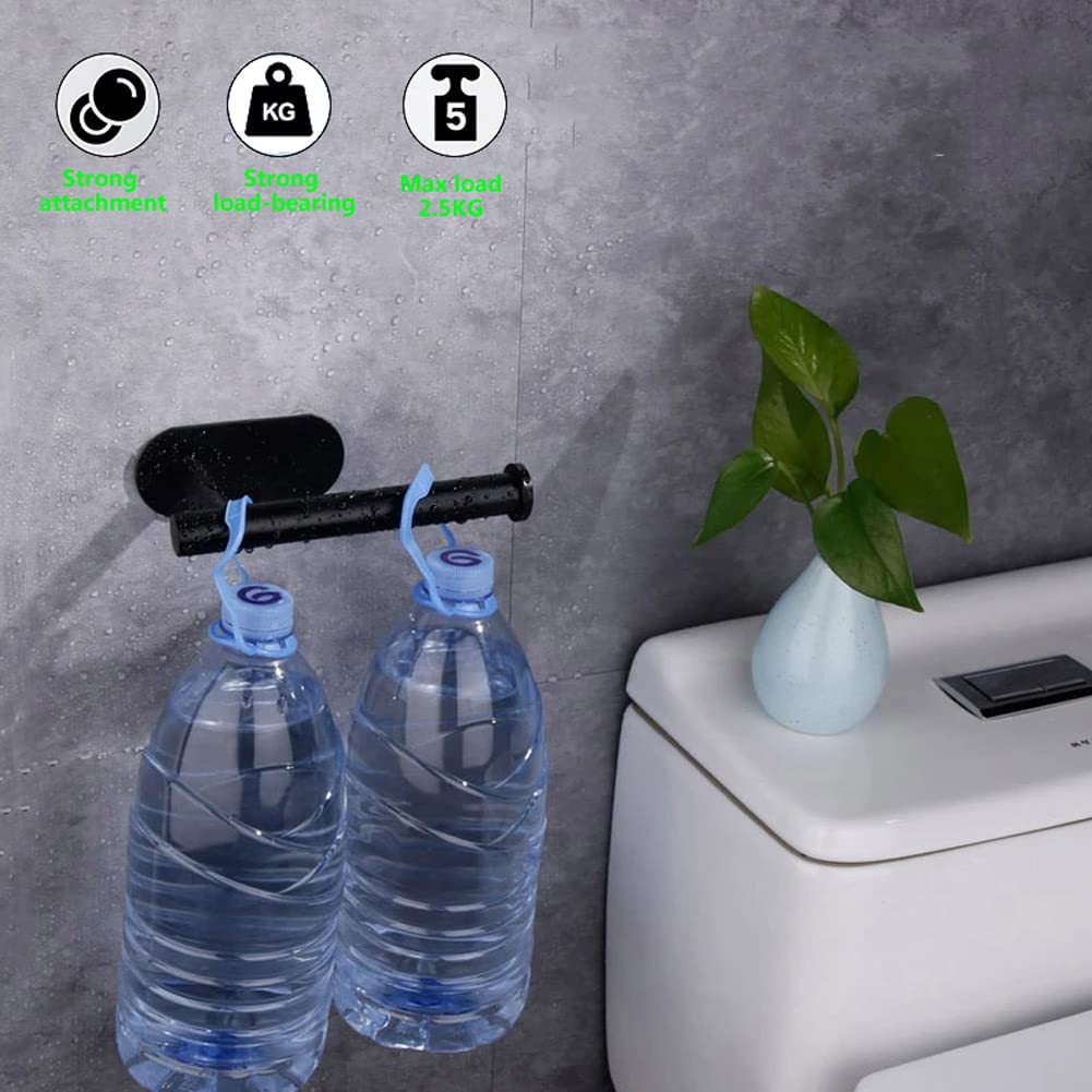 WYSE Self-Adhesive Black Toilet Paper Holder - No Drill Stick-On Bathroom Organizer, SUS304 Stainless Steel RV Toilet Roll Holder - Perfect for Small Bathrooms, RVs, Campers & Apartments