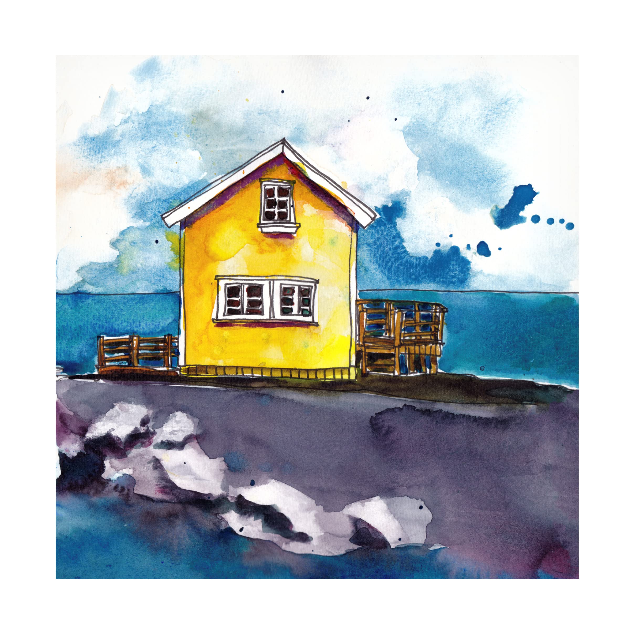 Paul McCreery 'Cabin Scape I' Framed Canvas Wall Art - Handmade Landscape Painting for Living Room, Bedroom & Office Decor