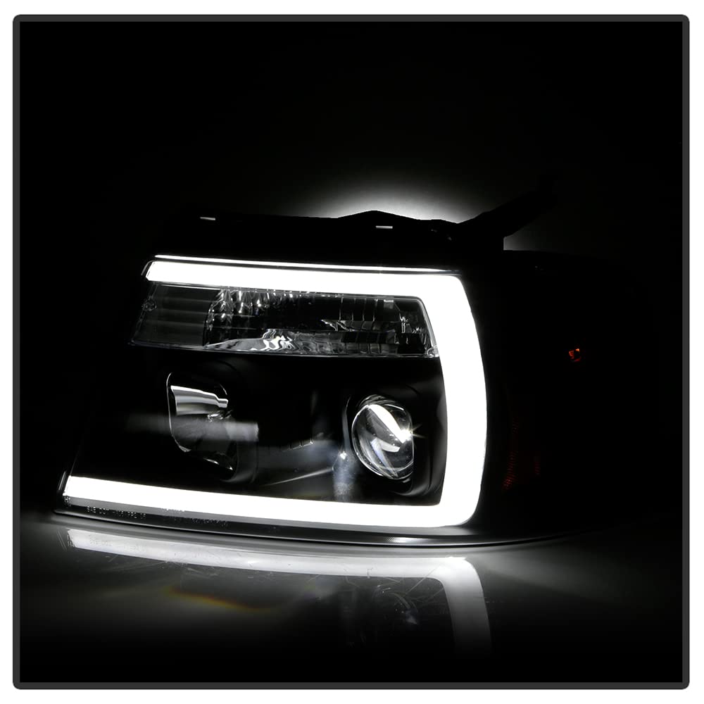 ACANII LED Projector Headlights for 2004-2008 Ford F150 Lobo - Black LED Tube with Built-in Lights (Pair Left+Right) | Enhanced Night Visibility & Modern Style Upgrade
