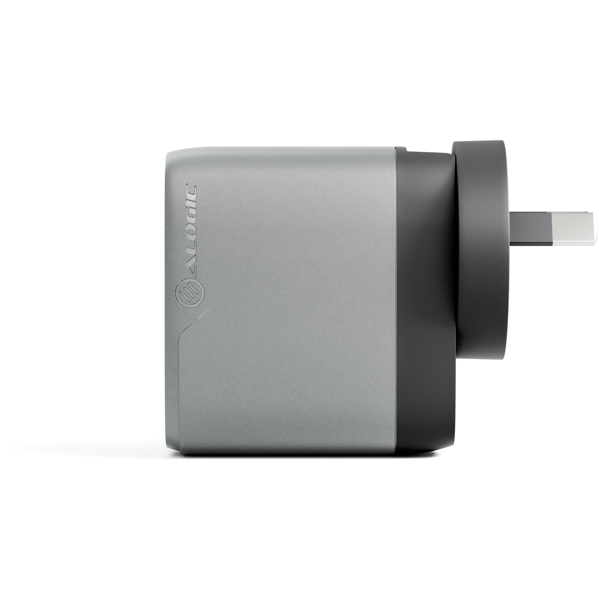 ALOGIC 67W GaN Fast Charger - 3-Port USB C Travel Adapter with Multi-Country Plugs | Compact & Powerful Charging for Laptop, Phone & Tablet | Perfect for Business Travelers & Digital Nomads (Space Grey)