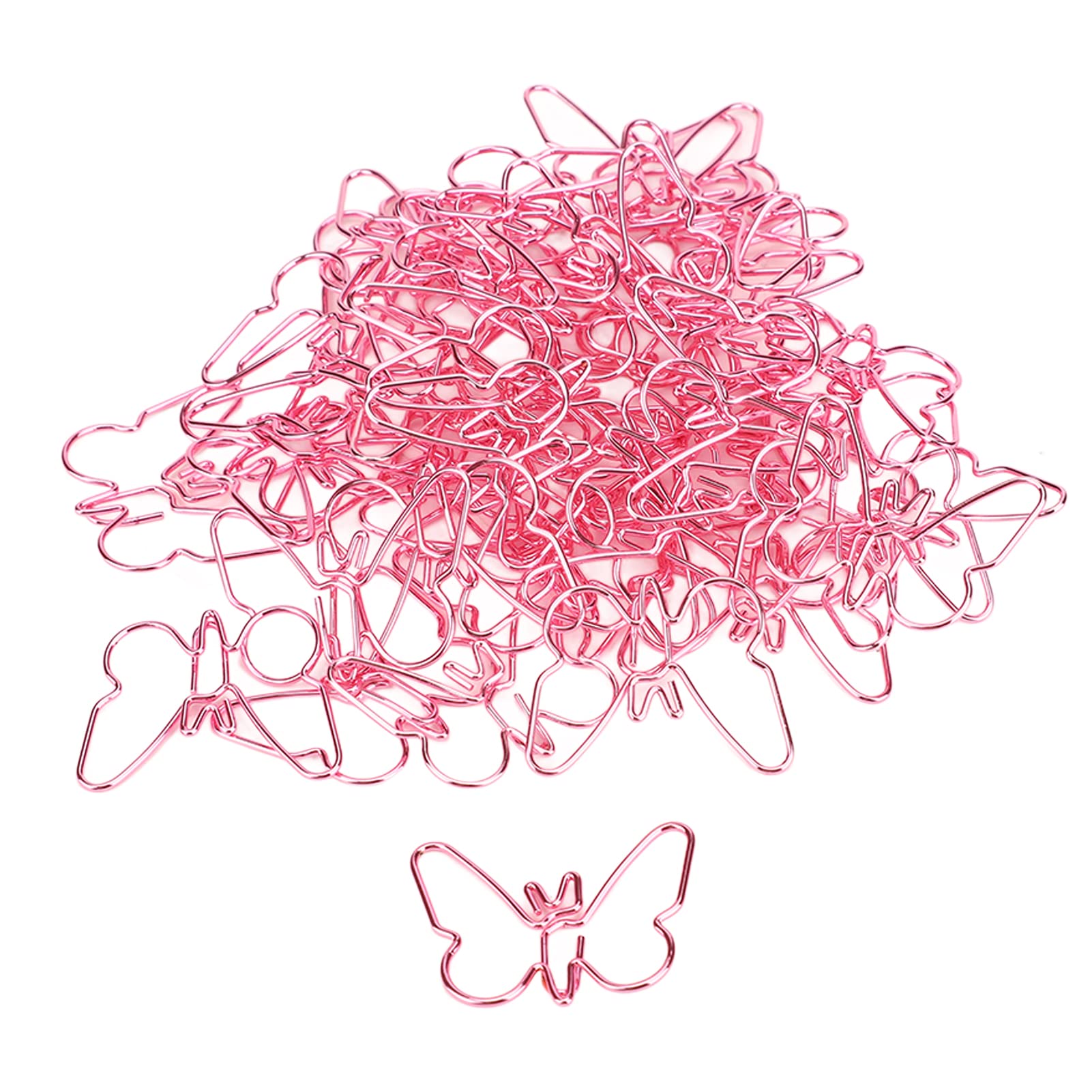 50Pcs Pink Butterfly Shaped Metal Paper Clips - Cute Office & School Supplies for Notebooks, Planners, Documents | Perfect for Organizing, Bookmarking, Gift Giving & Craft Projects
