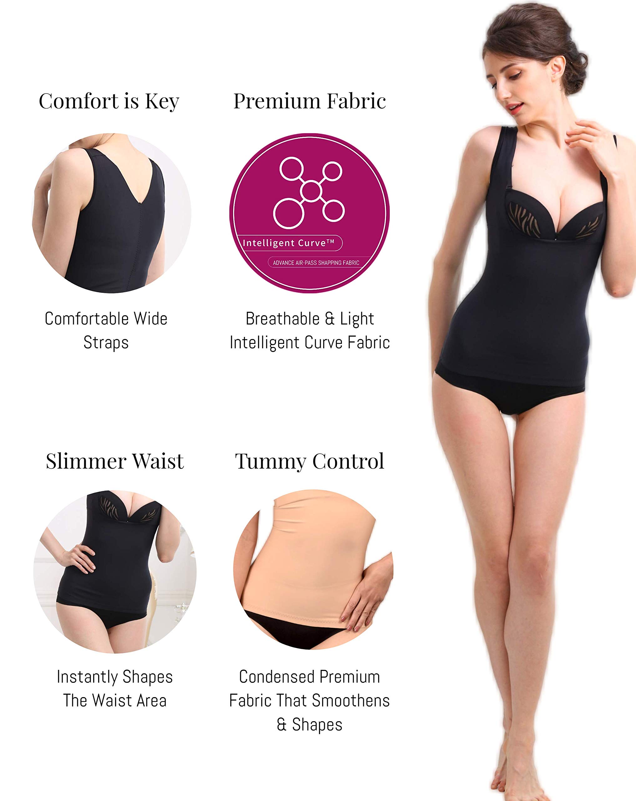 Seamless Women's Tank Tops Body Shaper - Light Compression Waist Trainer with Invisible Lift Up Bra | Slimming Shapewear for Everyday Wear & Special Occasions
