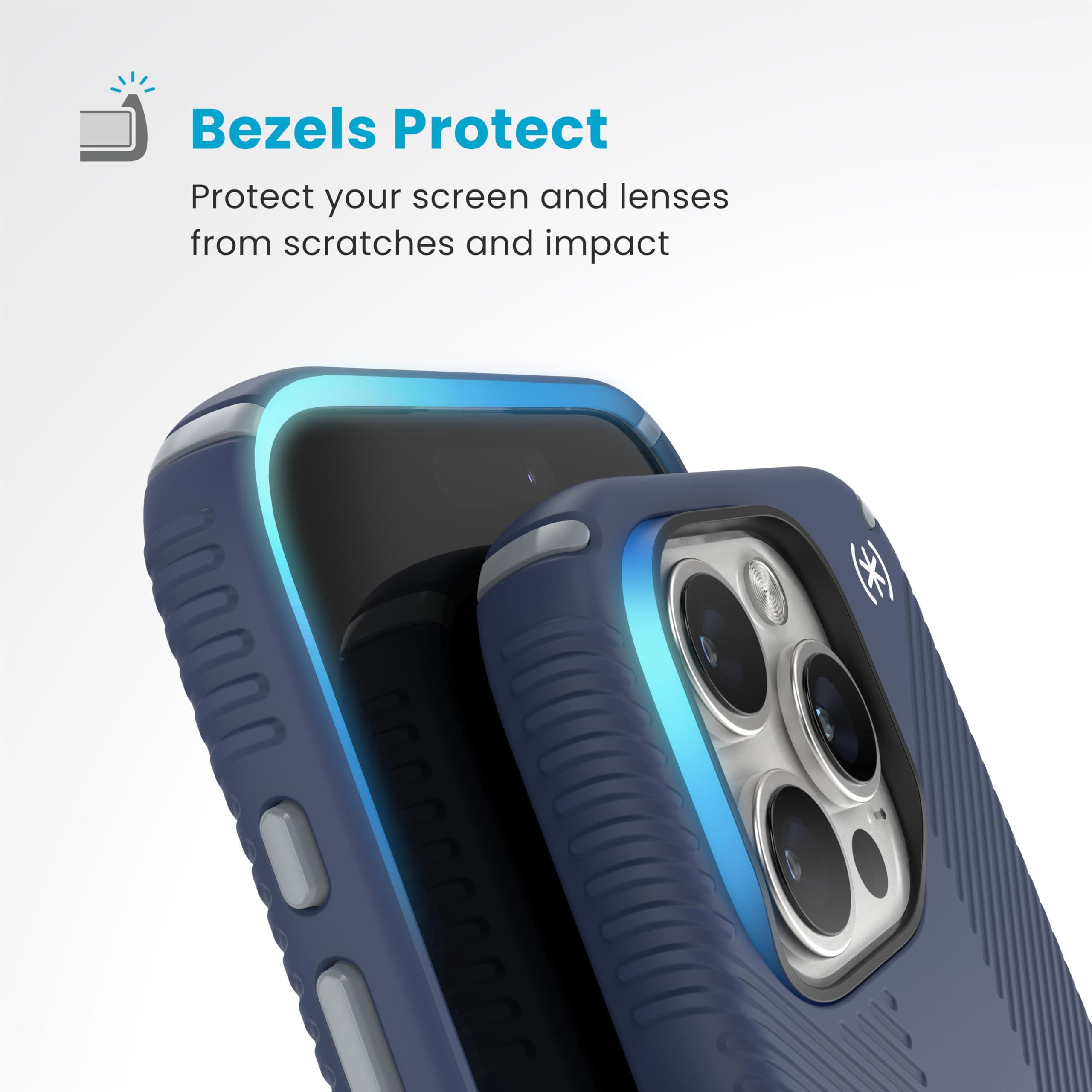 Speck Presidio 2 Grip iPhone 16 Pro Case with MagSafe & ClickLock - Slim Protective Cover in Coastal Blue/Dust Grey - Perfect for Work, Travel & Everyday Use