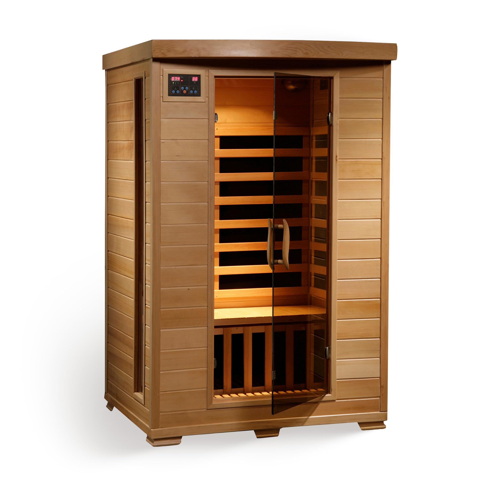 HEATWAVE 2-Person Hemlock Infrared Sauna with 6 Carbon Heaters & Chromotherapy Lighting - Home Spa Relaxation for Couples, Detox & Muscle Recovery