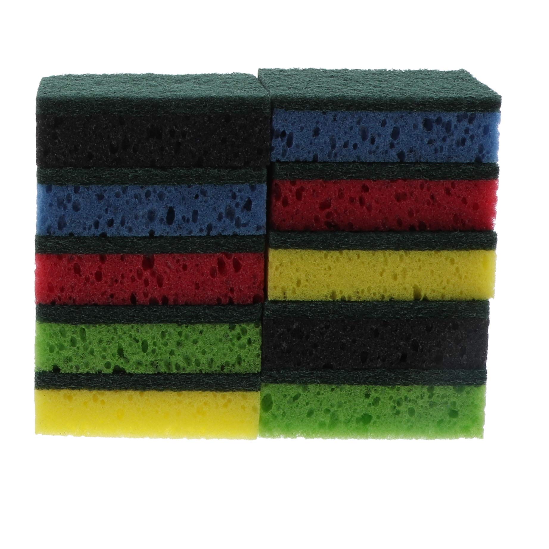 Heavy Duty Kitchen Sponges with Scrubber Scourer - 10 Pack for Dishwashing, Cleaning Pots & Pans, and Household Chores