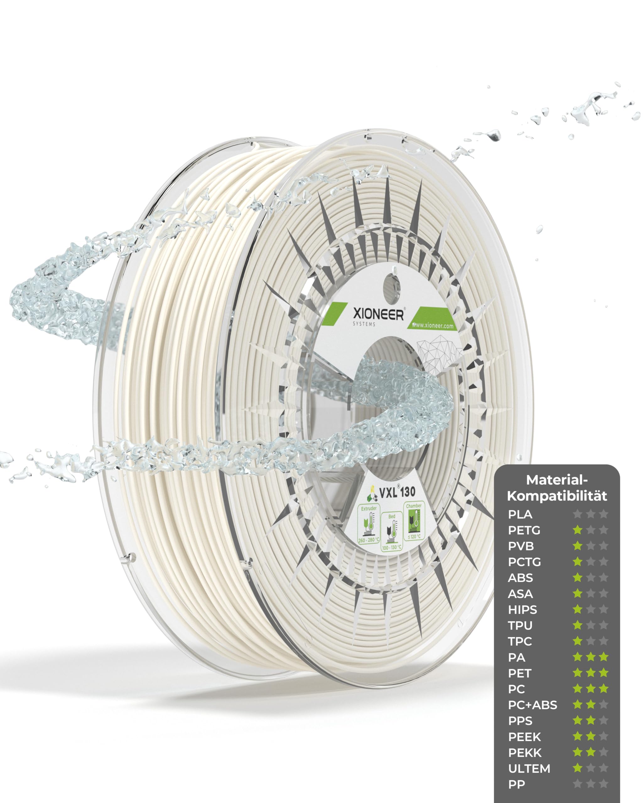 High-Quality 3D Printer Filament - VXL 130 Soluble Support Material | Superior to PVA & BVOH | Strong Adhesion for PC, PPS & More | Clog-Free Printing | Easy Storage (1.75mm, 750g) | Perfect for Complex Prints, Multi-Material Models & Professional 3D Prototyping