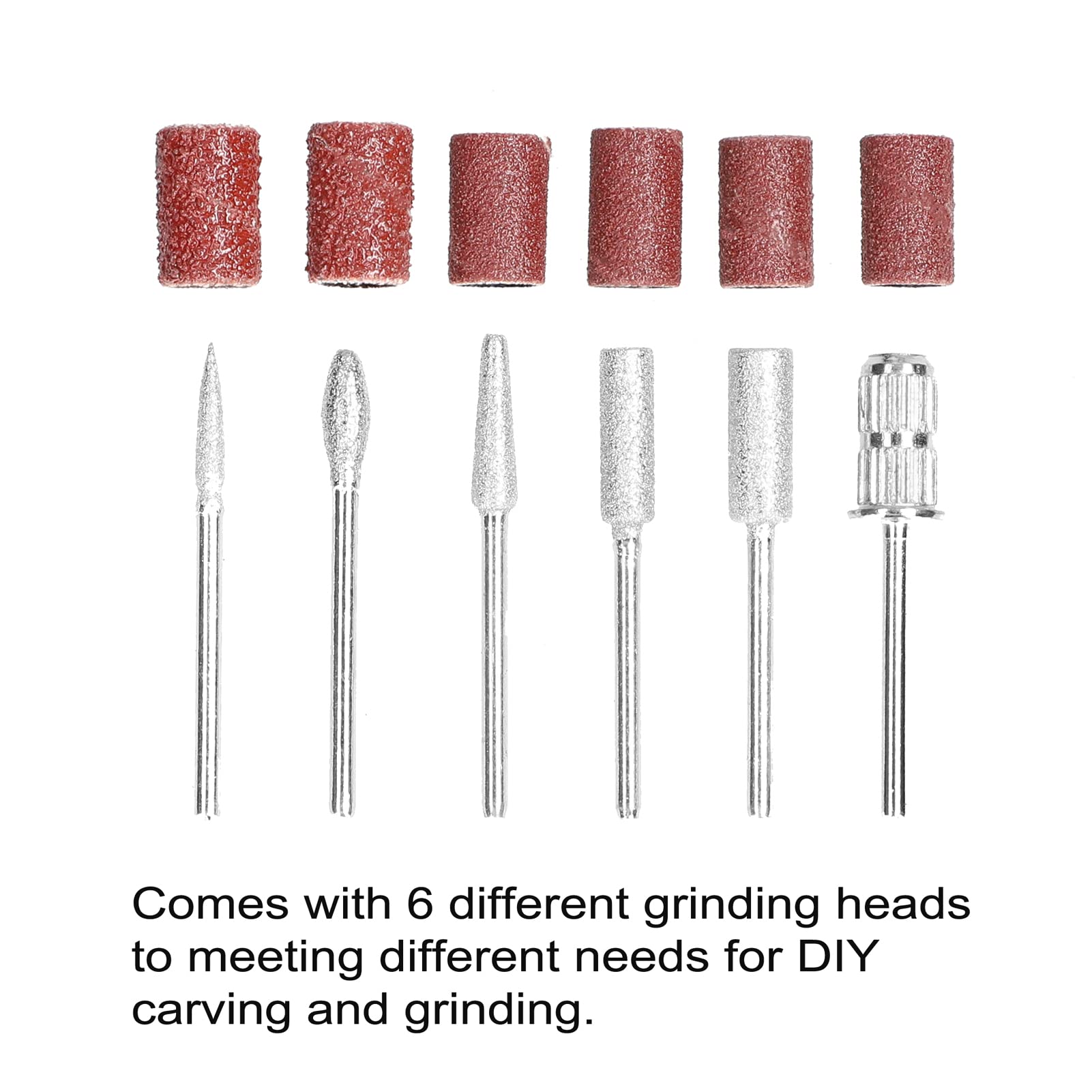 USB Power Handheld Mini Electric Nail Grinder - Adjustable Speed Manicure Machine with 6 Grinding Heads for Gel & Acrylic Nail Removal - Perfect for Home & Professional Salon Use