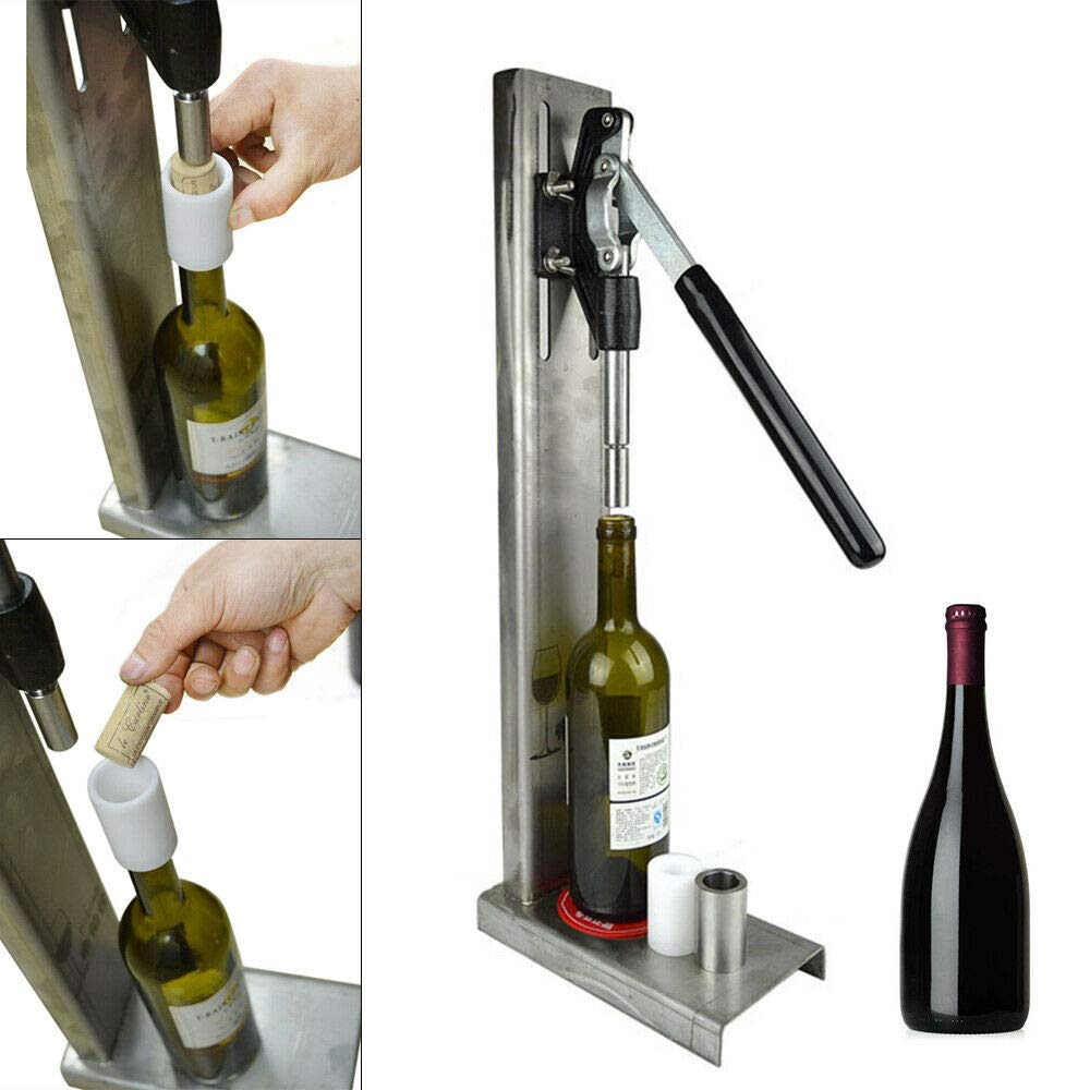 Premium Manual Wine Bottle Corker - Stainless Steel Cork Press Machine with 2 POM Heads for Home Brewing & Winemaking | US Stock | Perfect for DIY Wine Bottling, Home Brew Kits & Small Batch Production