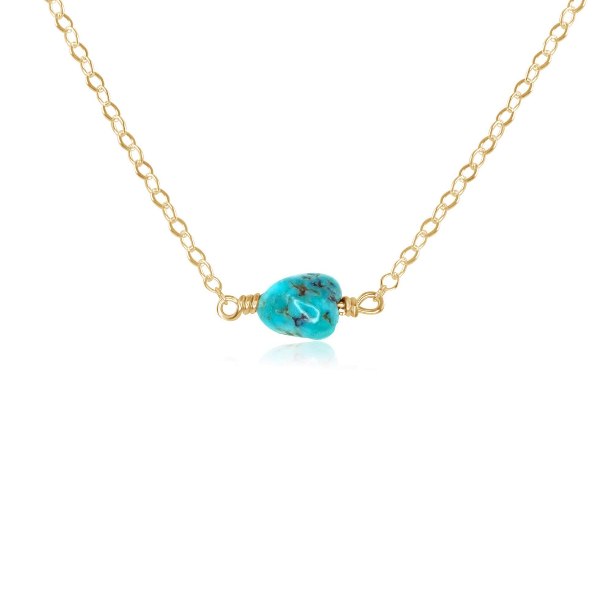 Natural Tiny Raw Turquoise Crystal Nugget Necklace Handmade Boho Jewelry for Women - Perfect for Layering, Gift Giving & Everyday Boho Style
