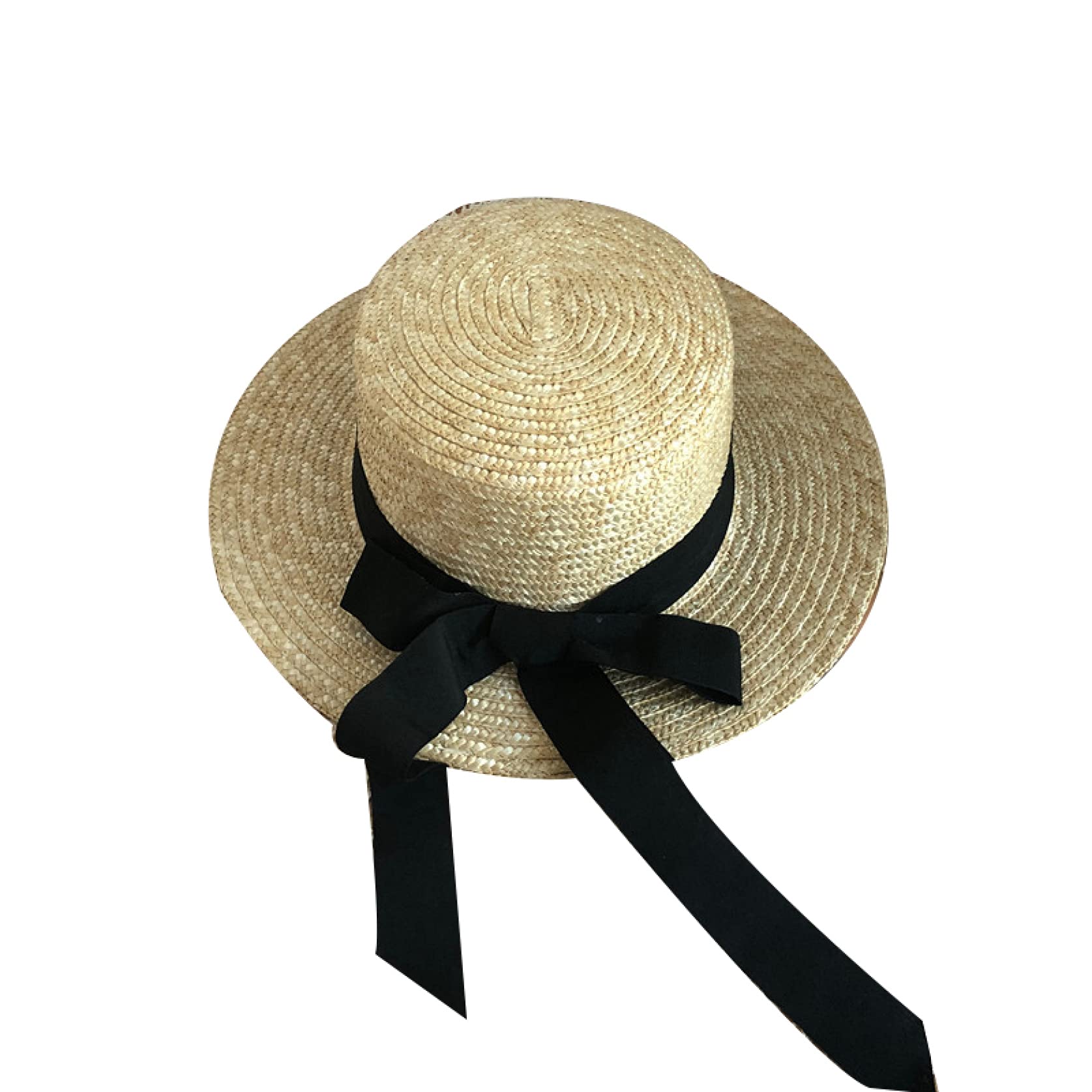 Women's Wide Brim Straw Hat - Breathable Summer Beach Hat with Ribbon Bowknot - Handmade Panama Boater Hat for Sun Protection - Perfect for Beach Vacations, Garden Parties & Outdoor Weddings