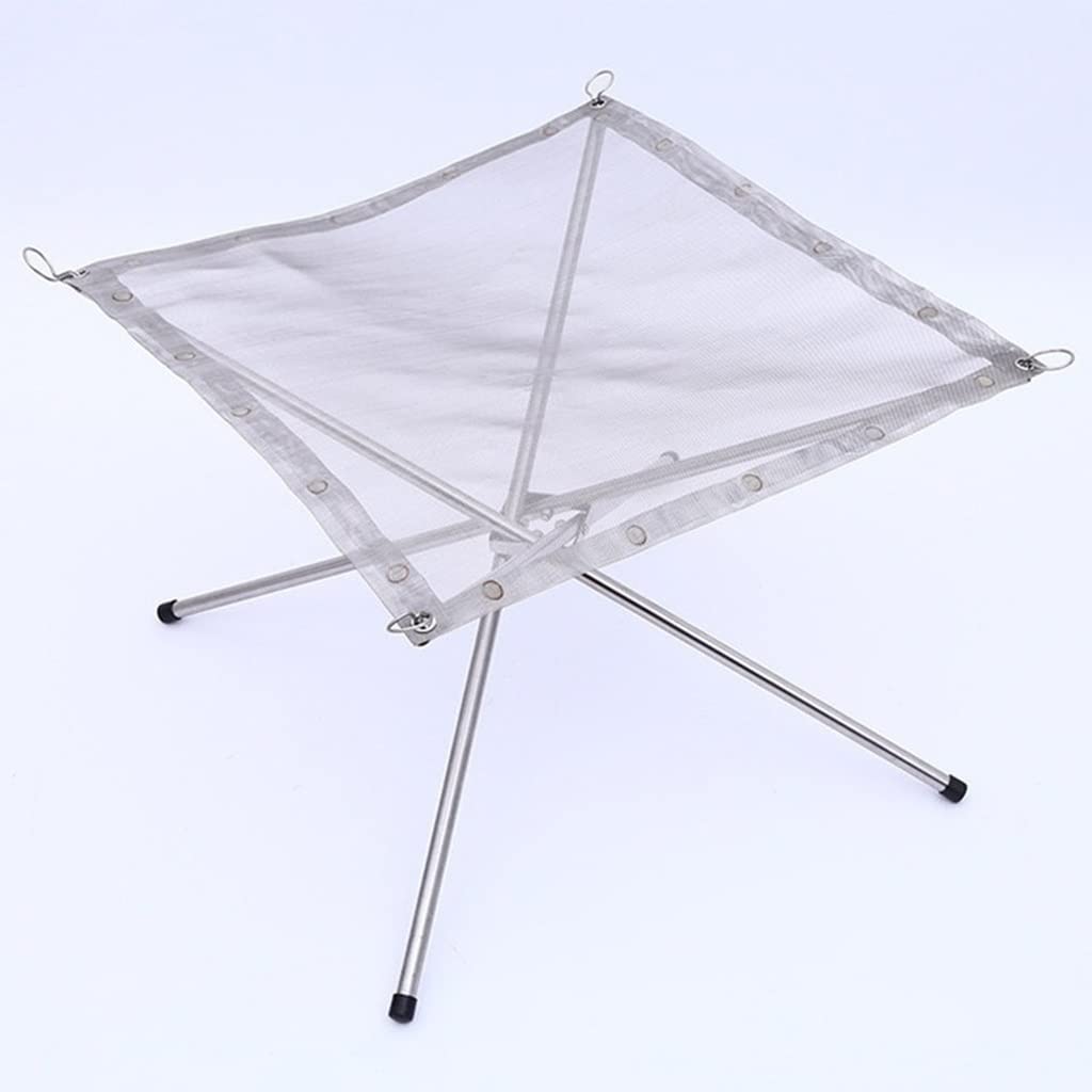 Portable Stainless Steel Foldable Mesh Fire Pit - Bonfire Camping Wood Stove with Stand Frame | Outdoor Patio Heater for Backyard, Garden & Camping Trips
