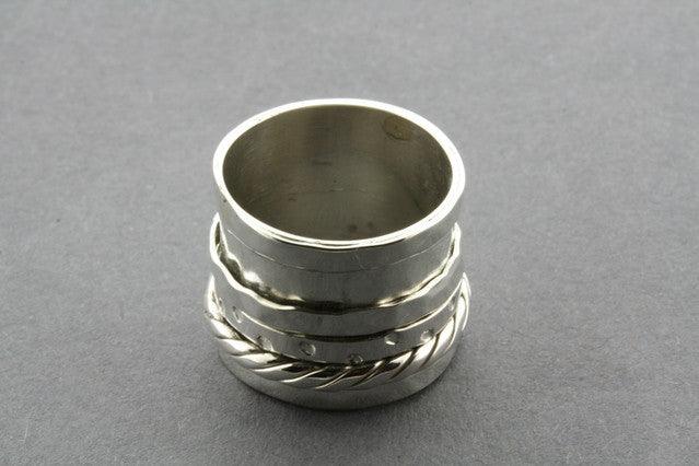Stylish Sterling Silver Rope Multi Spinner Ring for Women - Perfect for Everyday Wear, Stacking & Fashion Accessories