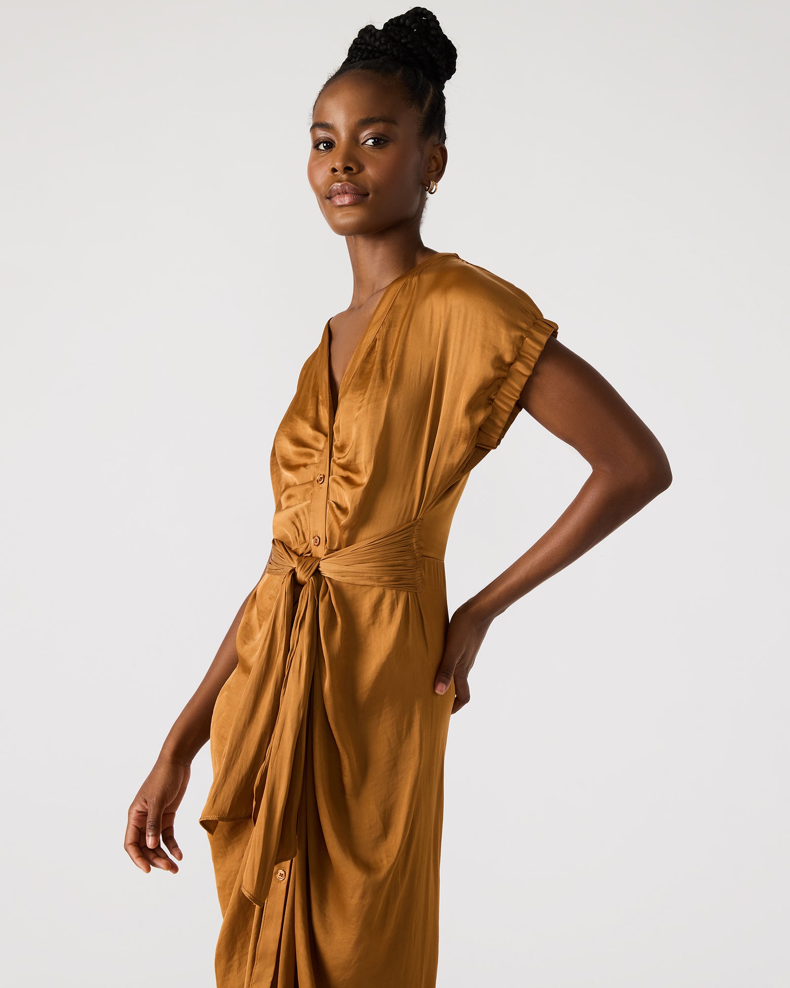 Bruno Caramel Dress - Elegant Women's Casual Dress for Summer, Fall, and Special Occasions | Perfect for Office, Date Night, and Parties