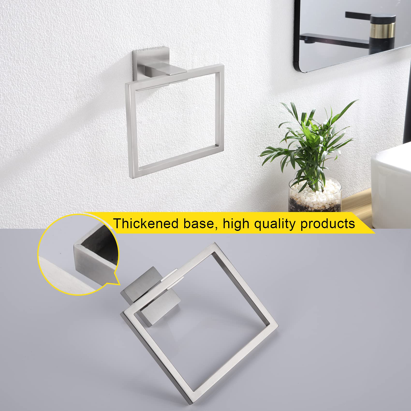 KOKOSIRI 2-Pack Stainless Steel Bath Towel Rings - Wall Mounted Towel Hanger & Rack for Bathroom (Brushed Steel, B3004BR-P2) - Perfect for Spa, Hotel & Home Bathroom Organization
