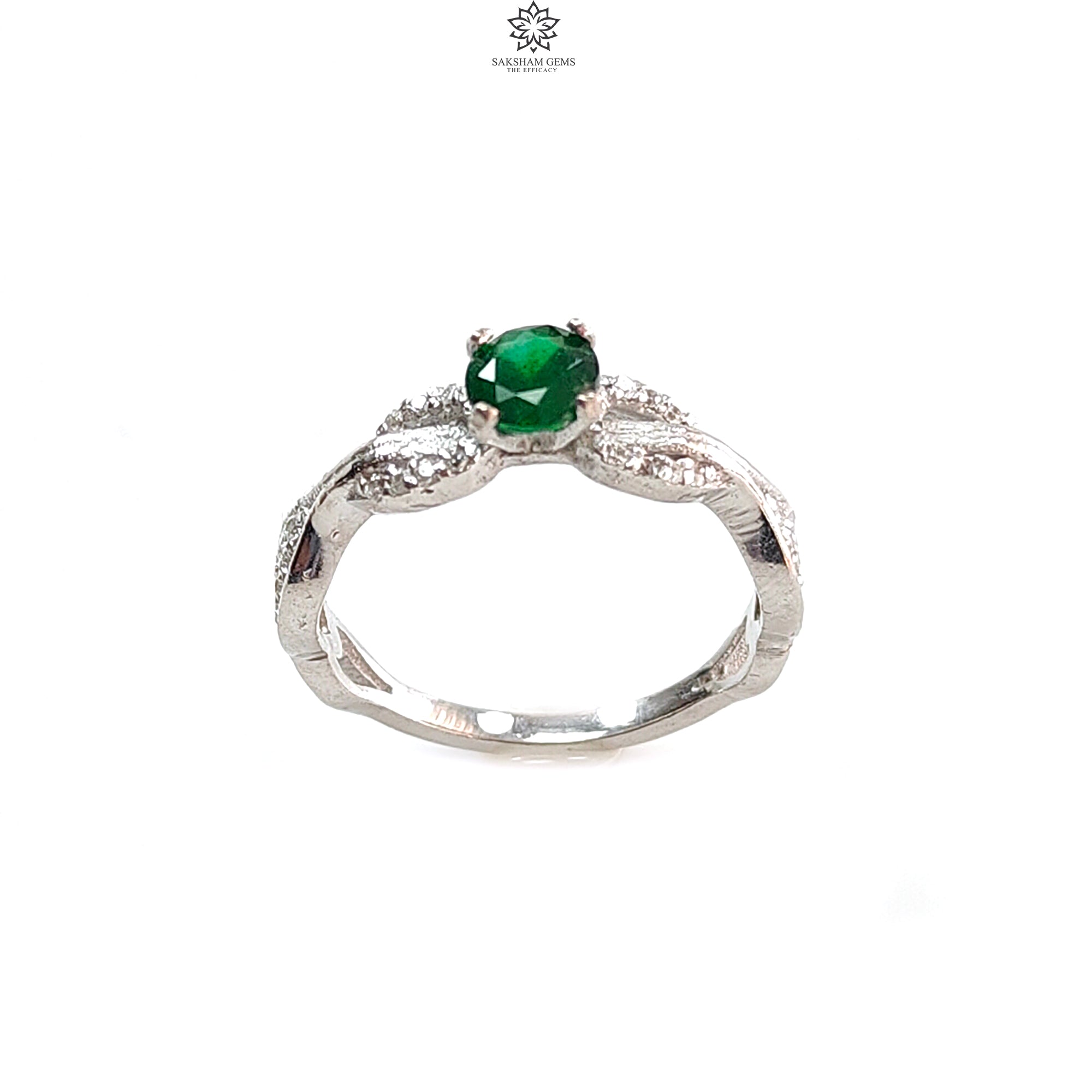 Natural Untreated Emerald Faceted Silver Ring - 2.19gms Round Cut 925 Sterling Silver Prong Set Ring Size 6.5 US | Elegant Jewelry Gift for Women, Anniversary & Special Occasions