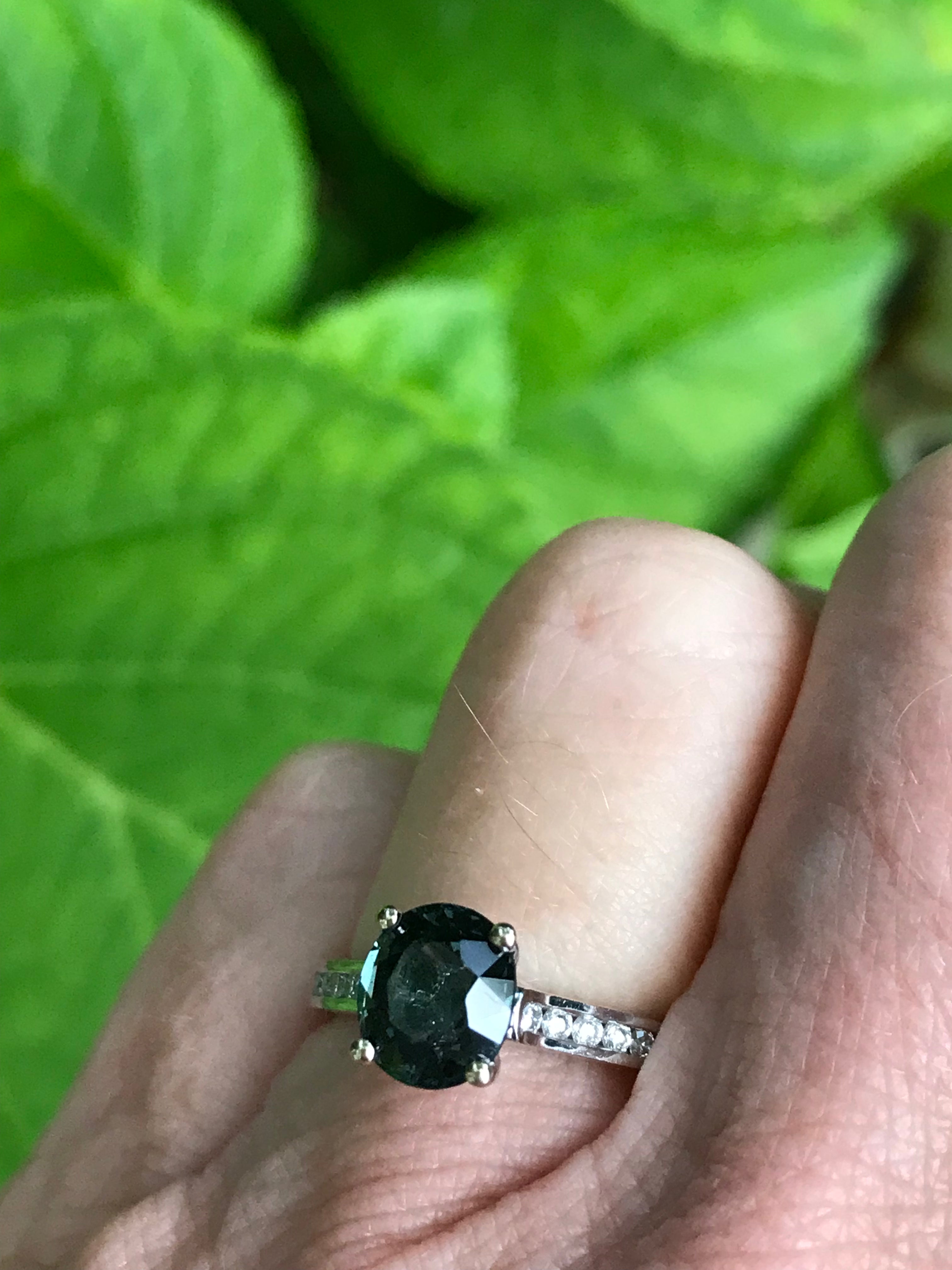 18ct White Gold Spinel Diamond Ring for Women - Elegant Engagement, Wedding, Anniversary Jewelry Gift