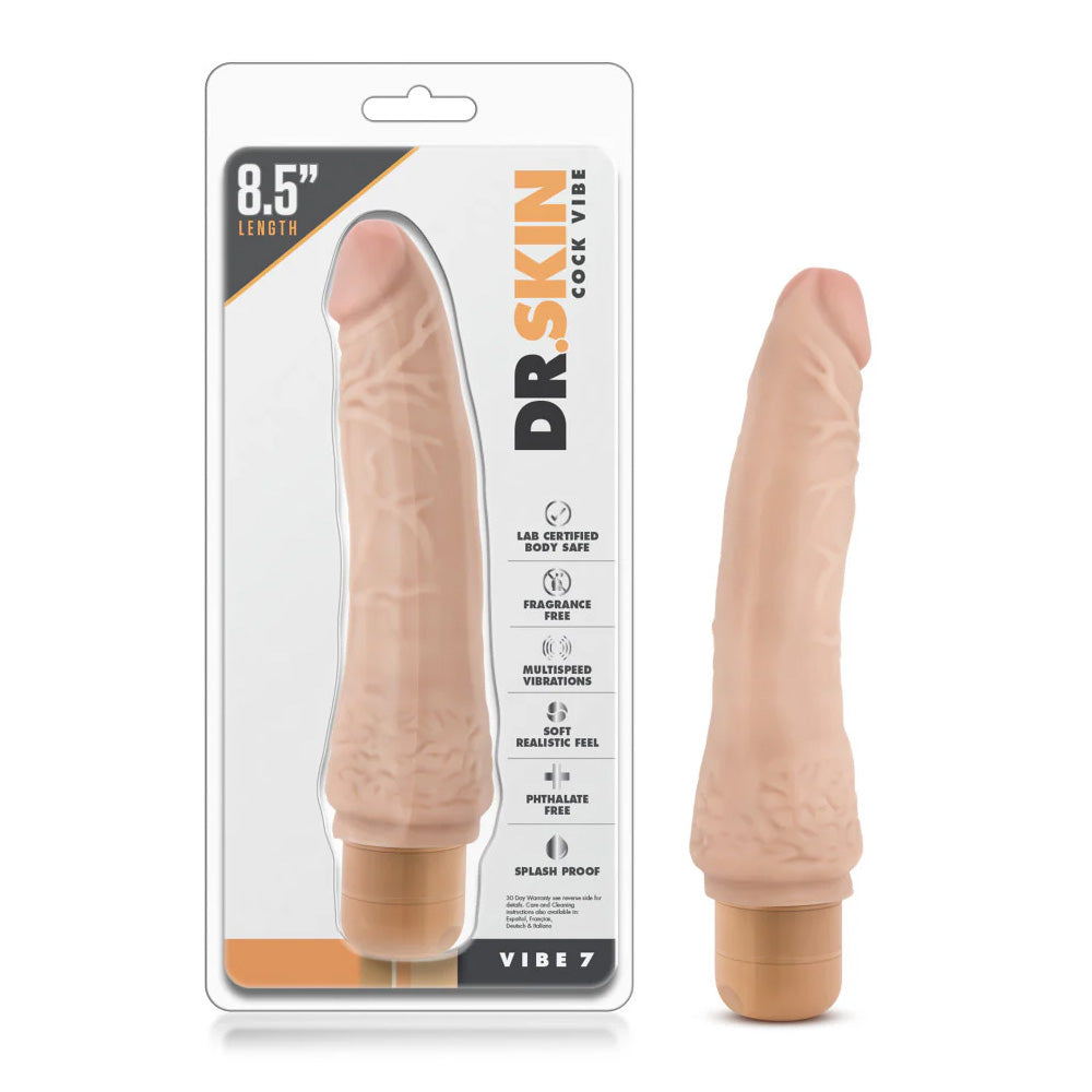 Realistic 8.5 Inch Vibrating Dildo - Dr. Skin Cock Vibe 7 for Pleasure & Stimulation | Perfect for Couples Play & Solo Use