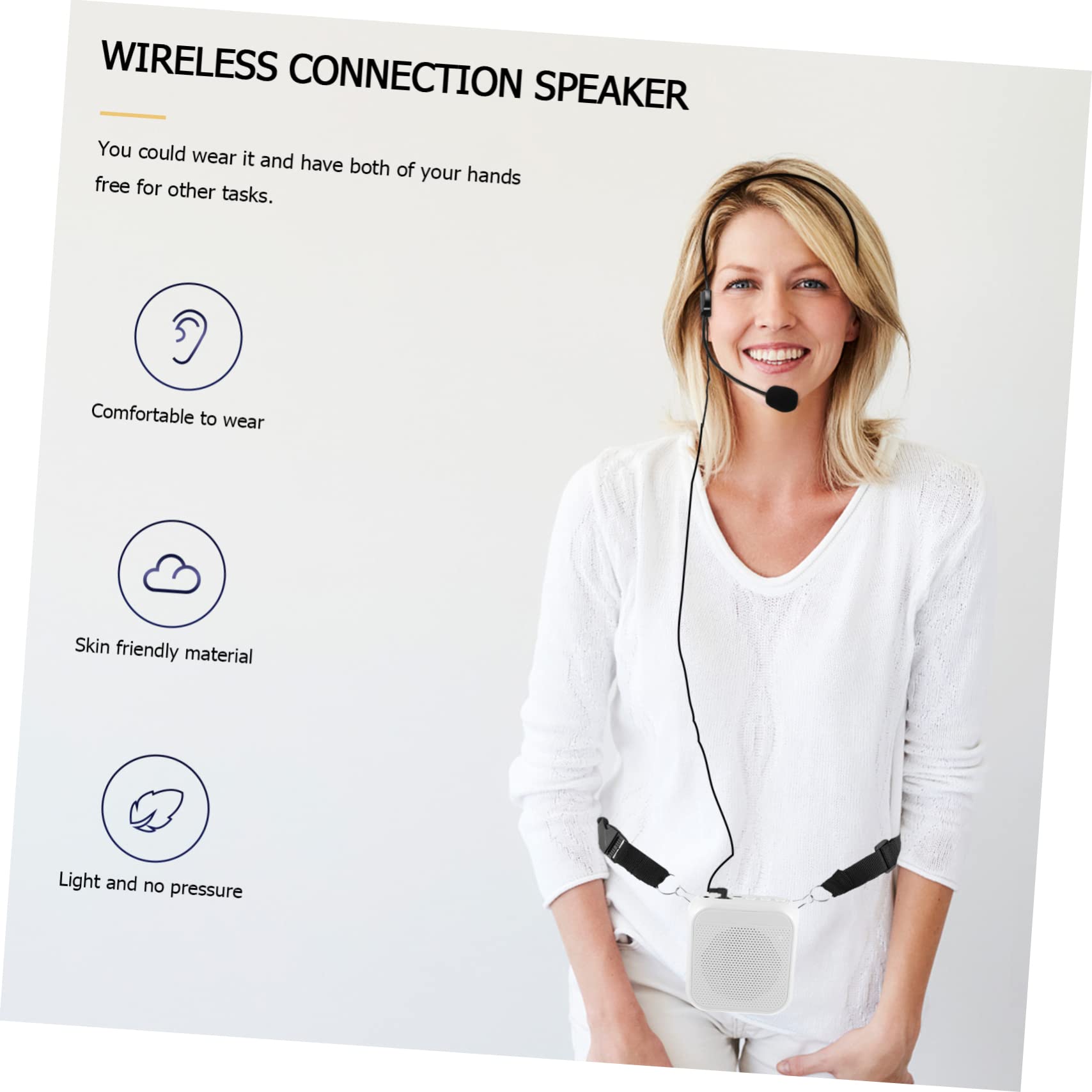 Jojofuny 2 Pack Wireless Bee-Shaped Megaphone Headphones - Multifunctional Amplifier with Wireless Connection, Built-in Microphone & Portable Speaker (White, Plastic) - Perfect for Kids' Parties, Outdoor Events & Classroom Activities
