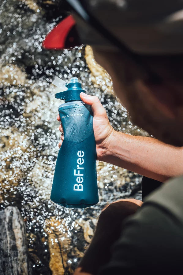 Katadyn BeFree AC 1.0L Water Filter Bottle - Portable Microfilter for Hiking, Camping & Travel - Slate Blue - BPA Free Hydration System