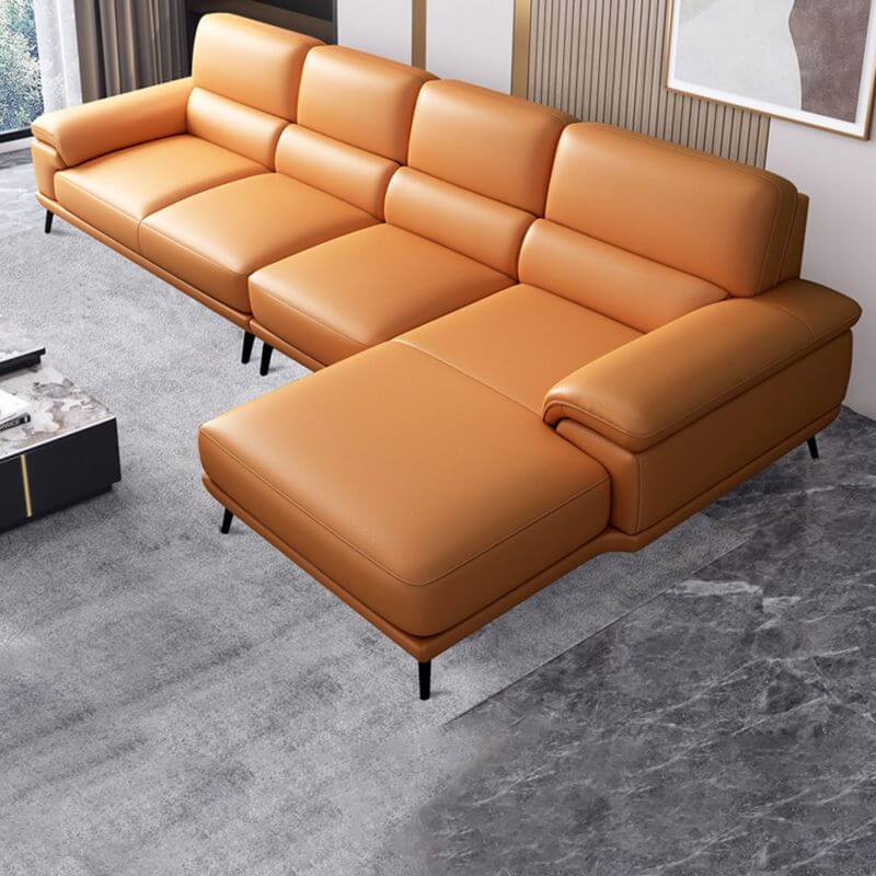 Modern Leather Cushion Back Modular Sofa Set - Pillow Top Arm Sofa for Living Room, Lounge & Home Theater - Comfortable Sectional Couch for Relaxing & Entertaining