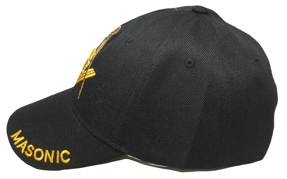 Freemason Lodge Hat - Black & Gold Embroidered Masonic Cap for Men | Perfect for Lodge Meetings, Ceremonies & Brotherhood Events