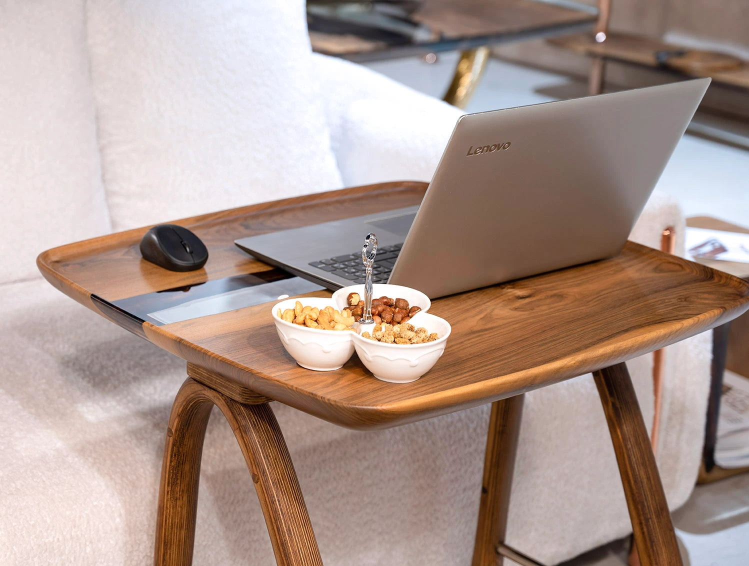 Premium Walnut Epoxy Resin Multi-Purpose Tray for TV, Laptop & Snack - Perfect for Living Room, Bedroom & Office Use