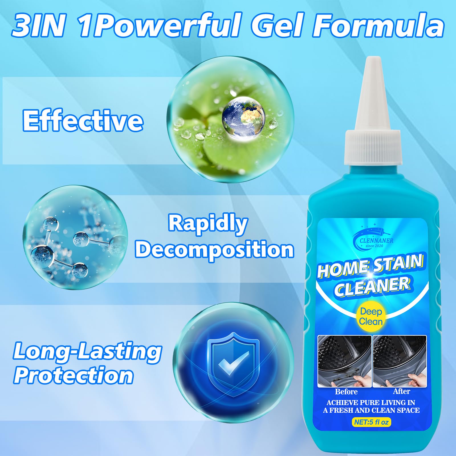 2 Pack Home Cleaning Gel - Powerful Washing Machine Cleaner & Grout Cleaner for Tiles, Bathroom, Kitchen, Refrigerator & Sink | Deep Cleans Grout Lines, Removes Stains & Odors | Perfect for Household & Appliance Maintenance