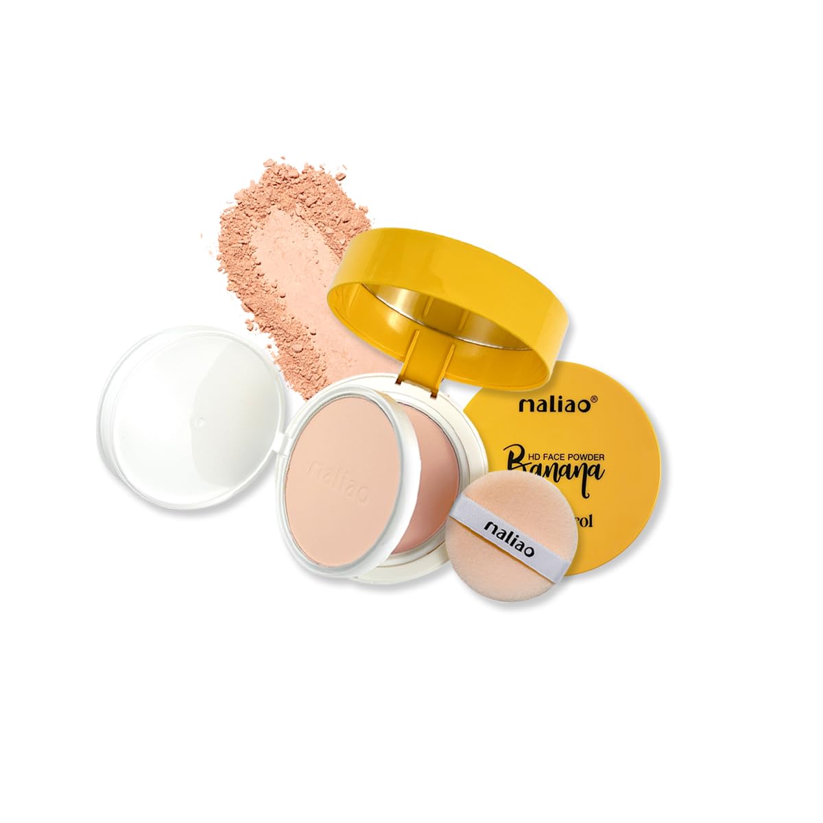 Maliao Banana HD 2-in-1 Oil Control Face Powder Compact - White Ivory | Matte Finish & Shine Control for Oily Skin | Perfect for Daily Makeup & Touch-Ups