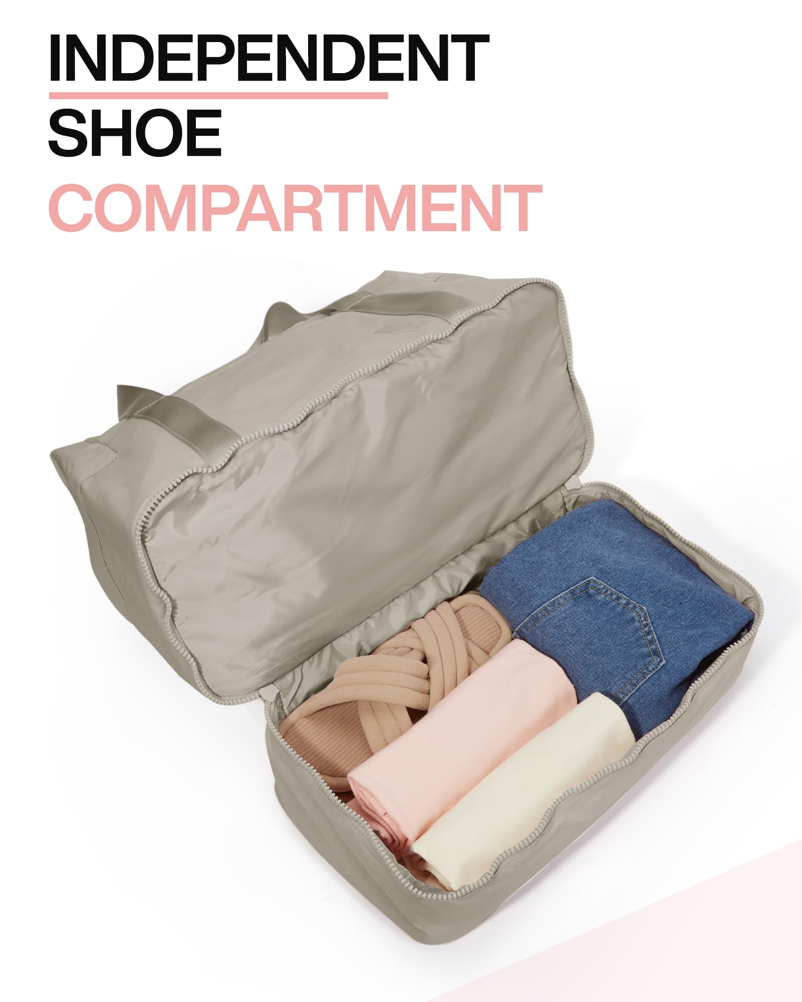 BAGSMART Women's Weekender Travel Duffel Bag with Shoe Compartment & Toiletry Bag - Airline Approved Carry On Overnight Tote for Gym, Work, Weekend Getaways (Beige, 2 Pack)
