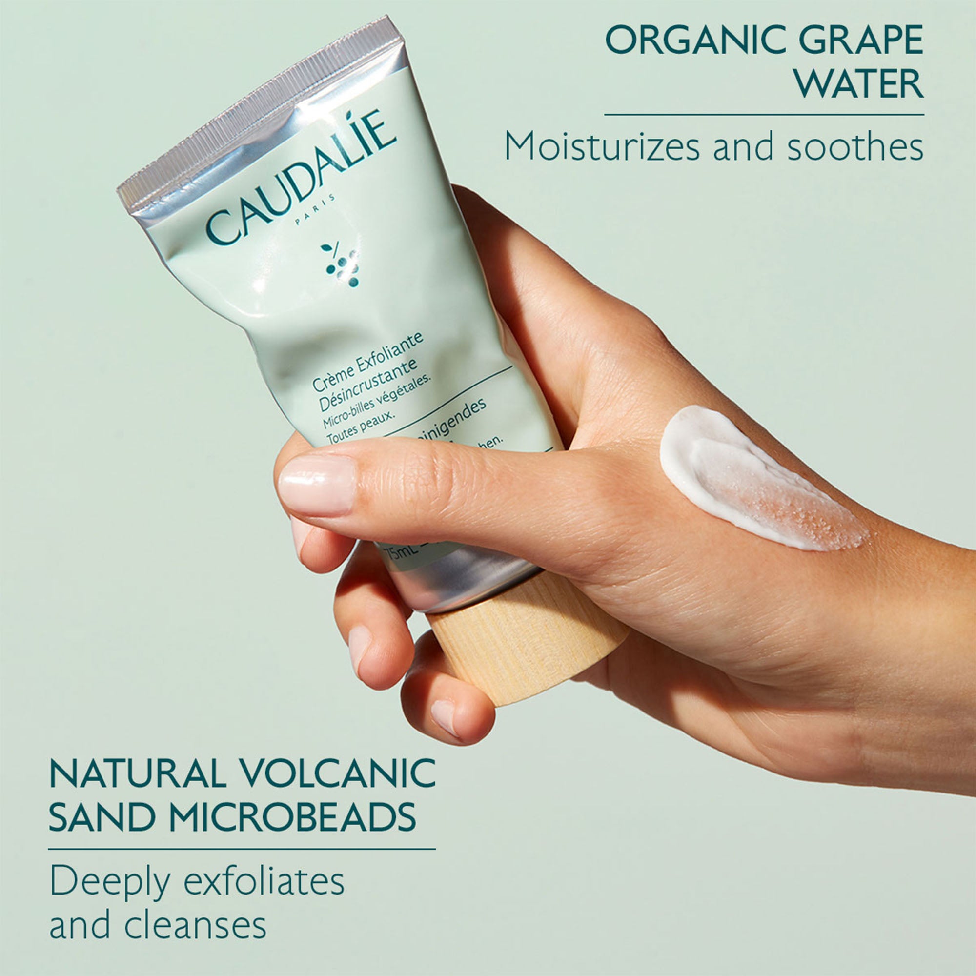 Caudalie Deep Exfoliating Cleanser - Gentle Face Scrub for Smooth Skin | Exfoliating Facial Wash for Glowing Complexion | Perfect for Daily Skincare Routine & Acne-Prone Skin