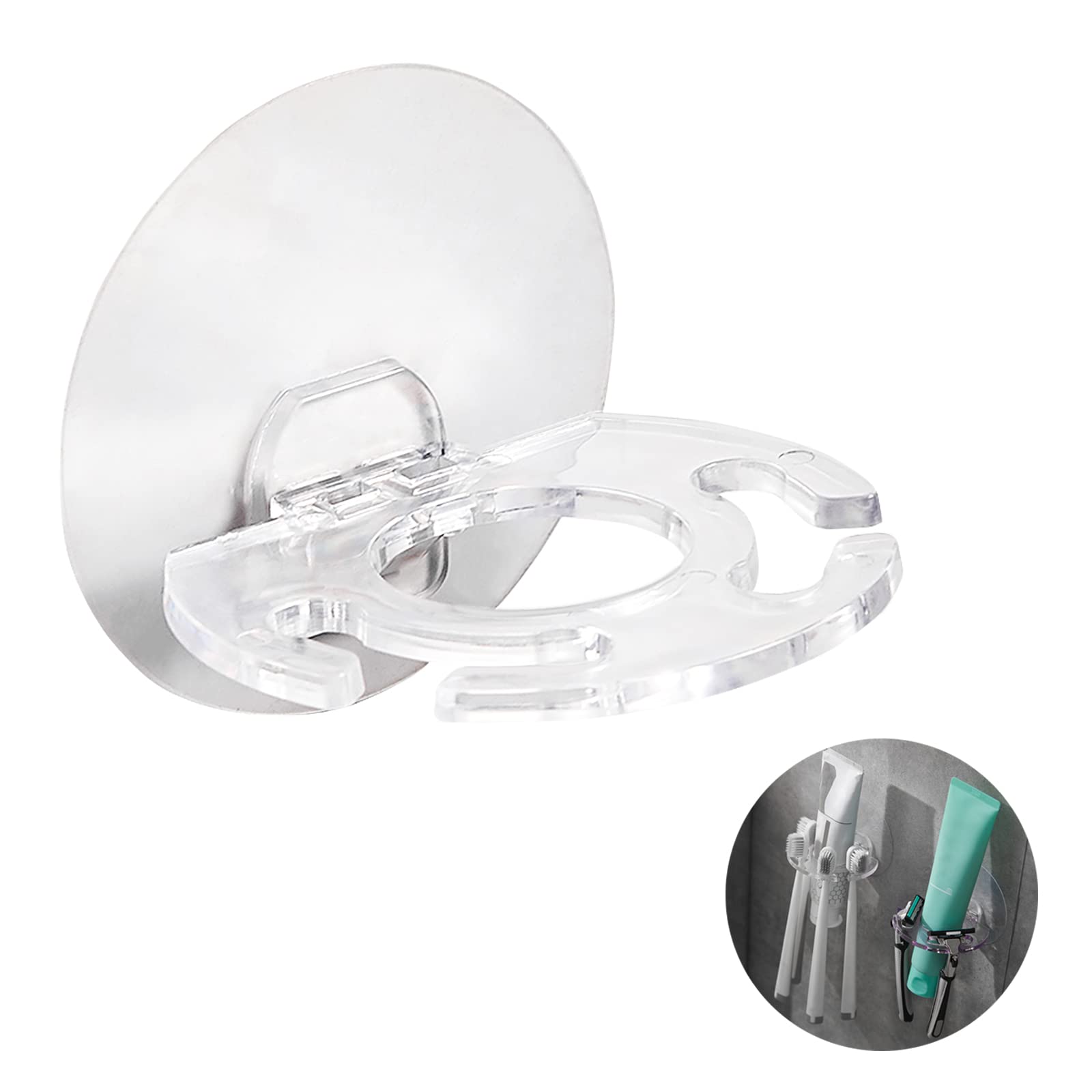 LOIYLLEN 4-in-1 Wall Mounted Toothbrush Holder Set - Bathroom Organizer for Toothbrushes, Toothpaste, Facial Cleanser & Shaver - Space Saving Storage Solution for Small Bathrooms (1 Pack) | Perfect for Apartments, Dorms & RVs