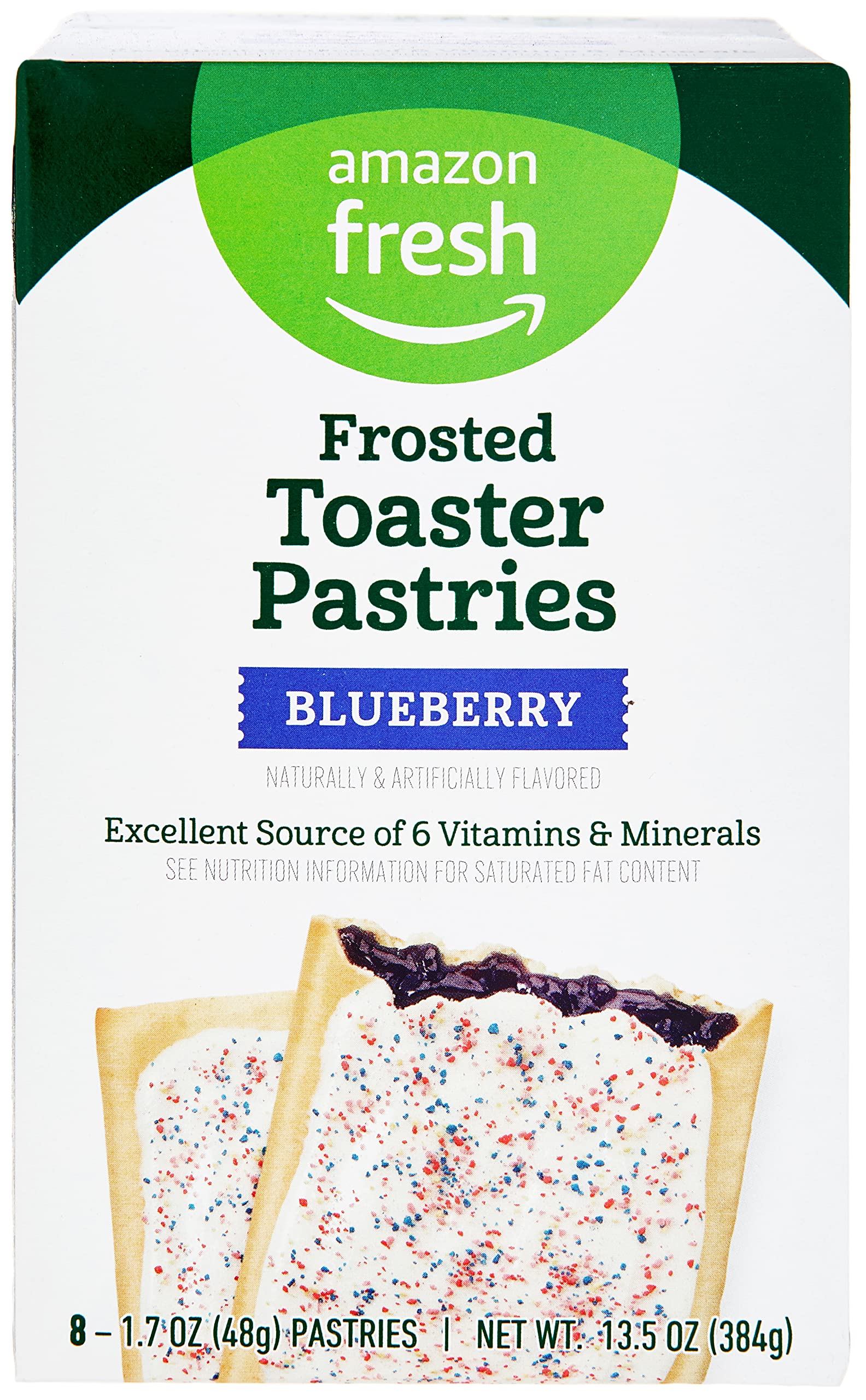 Amazon Fresh Frosted Blueberry Toaster Pastries - 8 Count Pack | Delicious Breakfast Pastries for Kids & Adults | Perfect for Quick Breakfasts, School Lunches & Office Snacks