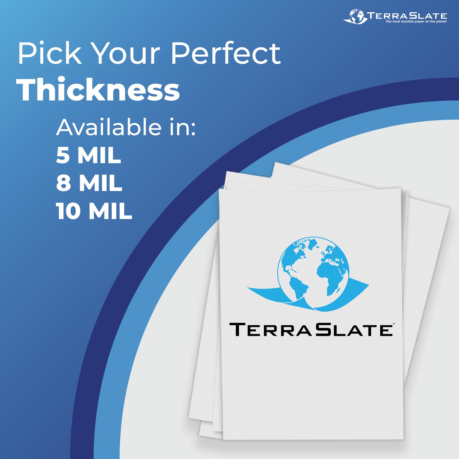 TerraSlate Premium Waterproof Paper - 5 MIL 8.5” x 11” White Laser Printer Paper, 100 Sheets - Weatherproof & Tear-Resistant Copy Paper for Outdoor Use, Rainproof Documents, Marine Charts & Construction Plans