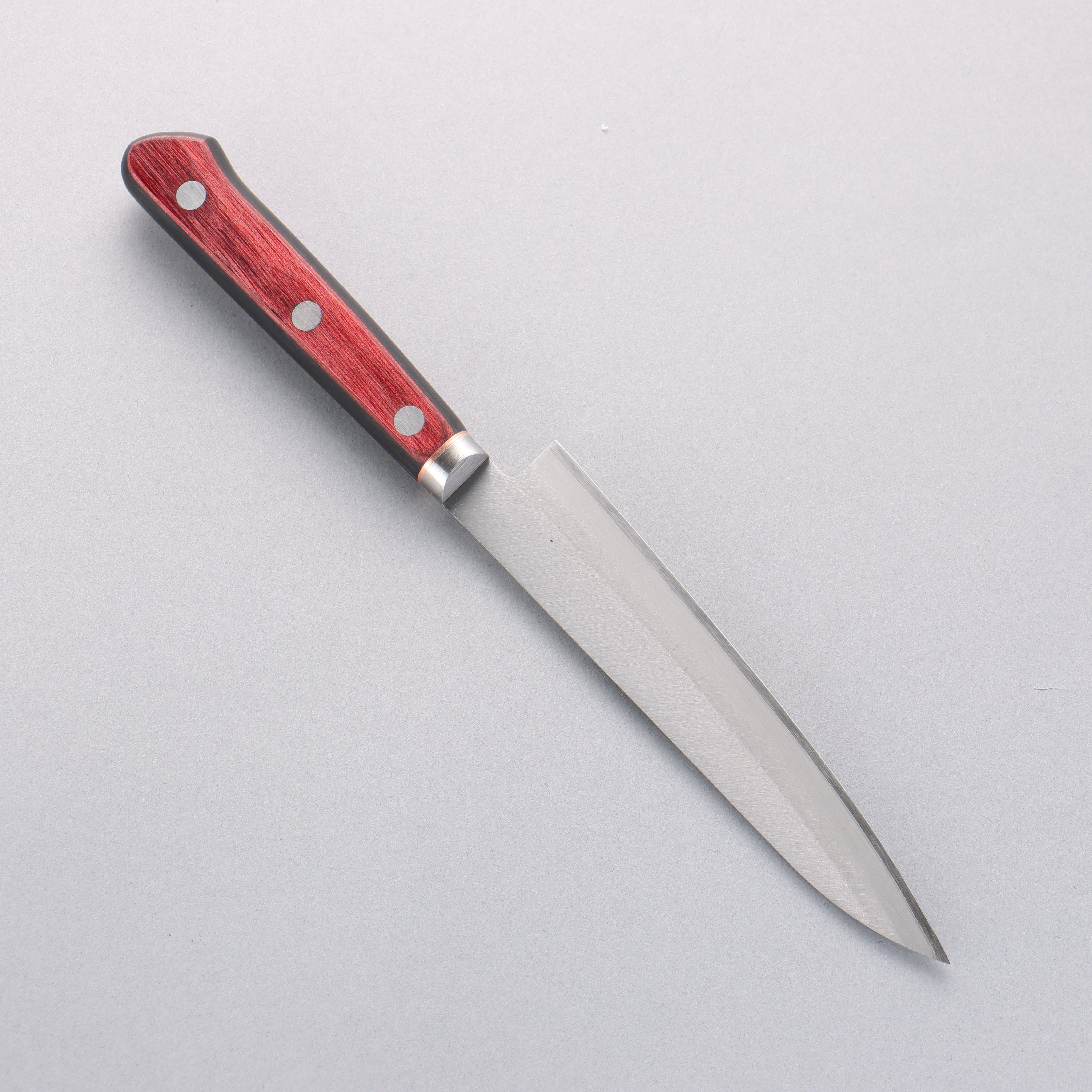 Seisuke Blue Super Migaki Finished Petty Utility Knife 145mm - Red & Black Pakkawood Handle - Perfect for Sushi, Vegetables & Precision Kitchen Tasks