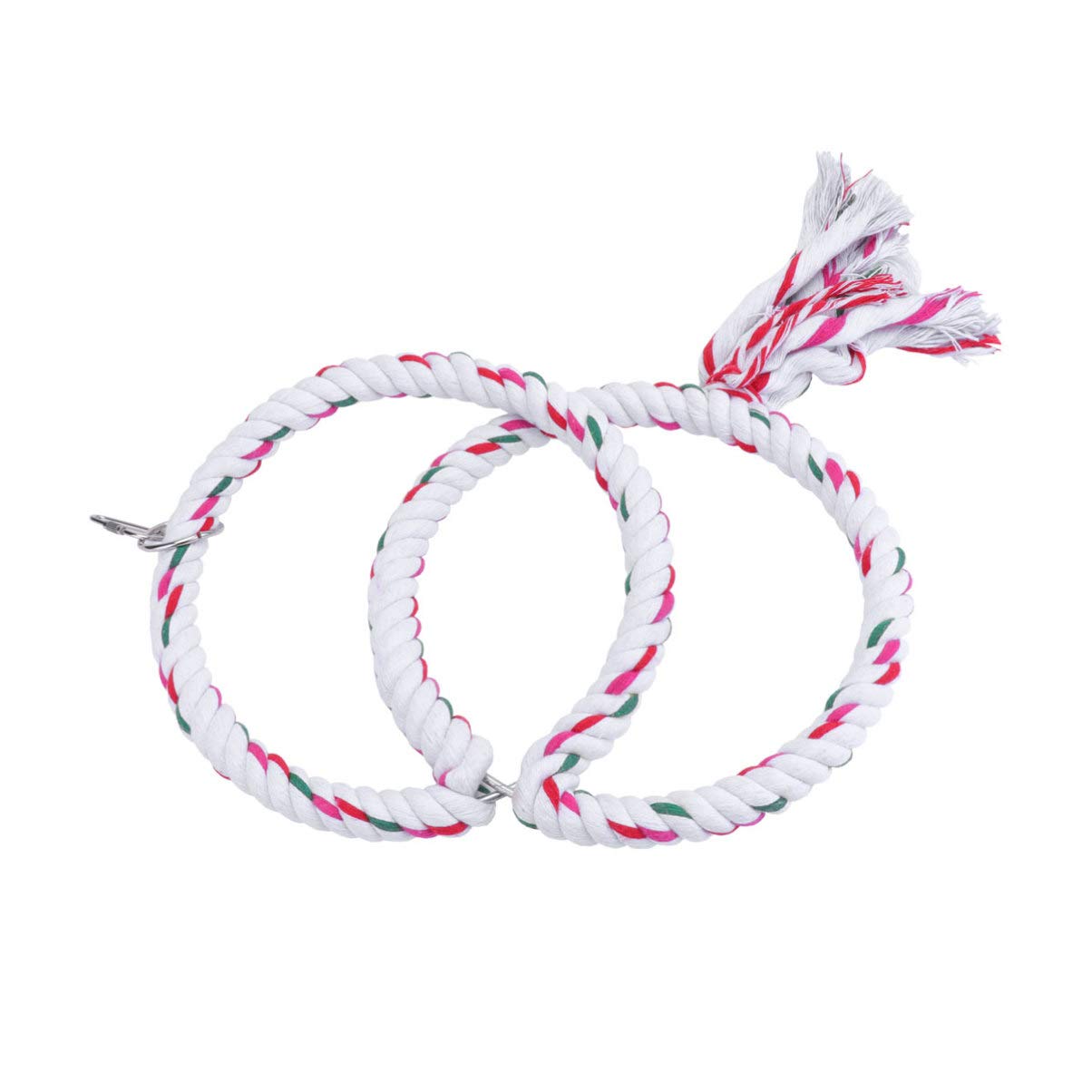 POPETPOP Colorful Parrot Chew Toys - Hanging Bird Swing with Rope Stand & Chewing Rings - Durable Pet Climbing & Grinding Toys for Parakeets, Cockatiels, Macaws (Perfect for Cage Play & Exercise)