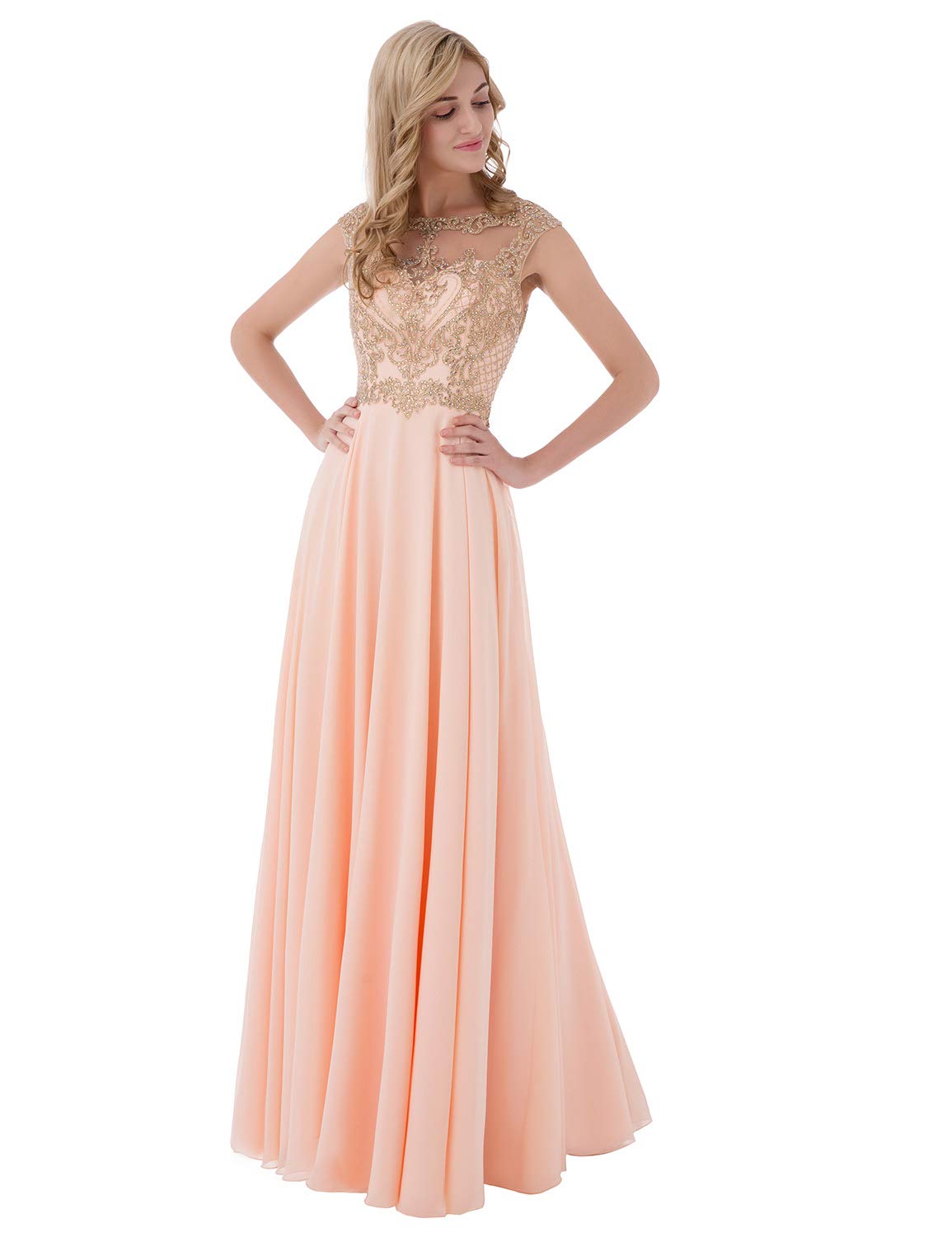 Elegant Women's Prom Dresses Lace Chiffon Long Sequin Formal Evening Gown with Beads - Perfect for Homecoming, Ball, Wedding & Special Occasions