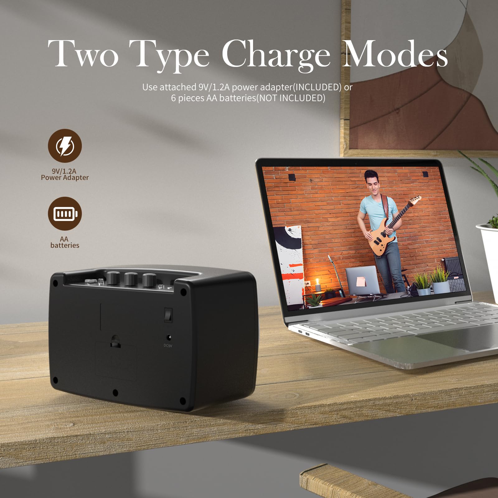 POP10E Mini Electric Guitar Amplifier - Portable 10W Guitar Amp with Dual Channel, Aux Input & Battery Power - Perfect for Home Practice, Travel & Small Gigs