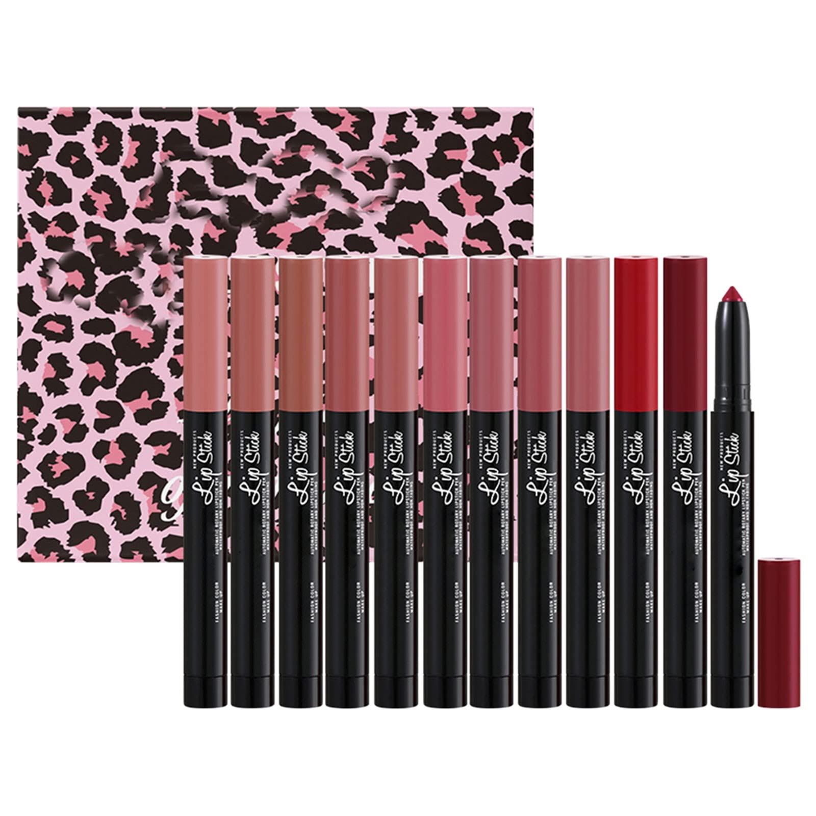 12 Colors Luxury Velvet Lip Gloss Set - Automatic Lipstick Pen with Pencil Sharpener & Lip Liner - Perfect for Daily Makeup, Parties and Gift Giving