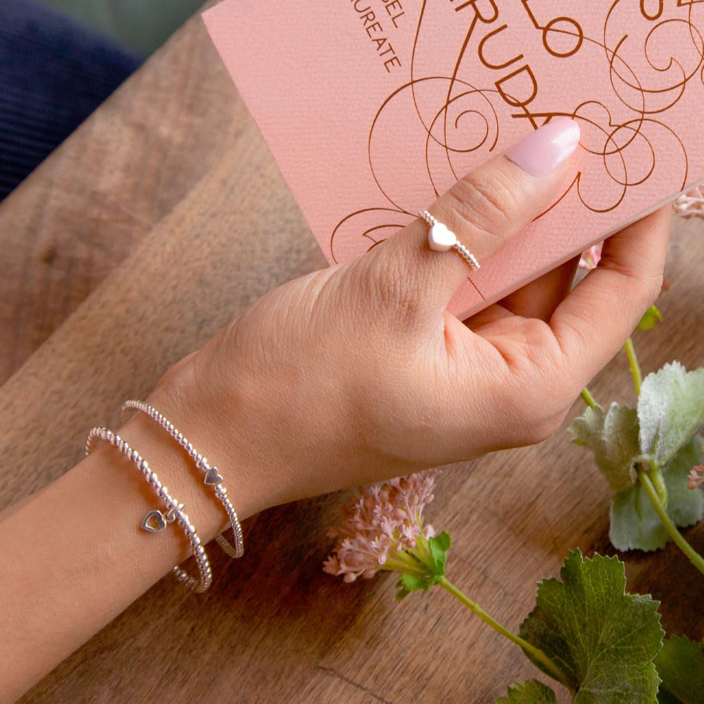 Annie Haak Love Stack Two Bracelets - 925 Sterling Silver Open Heart & Boxed Heart Charms - Anniversary, Mother's Day, Birthday Gift for Women/Wife/Friend - Handmade in UK Jewelry - Perfect for Romantic Occasions & Special Celebrations
