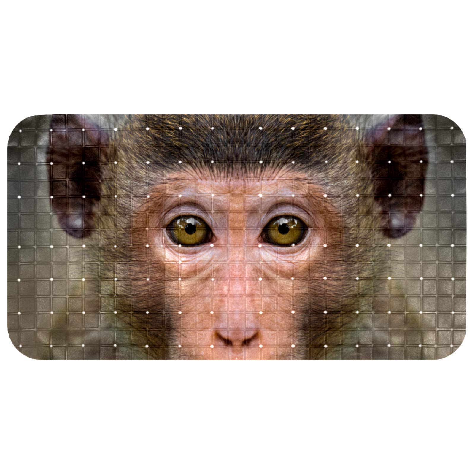 Non-Slip Bathtub Mat for Baby & Kids - Cute Monkey Face Design with Strong Suction Cups, Anti-Slip Bath & Shower Mat for Safe Bathing - Perfect for Infants, Toddlers and Bathroom Safety