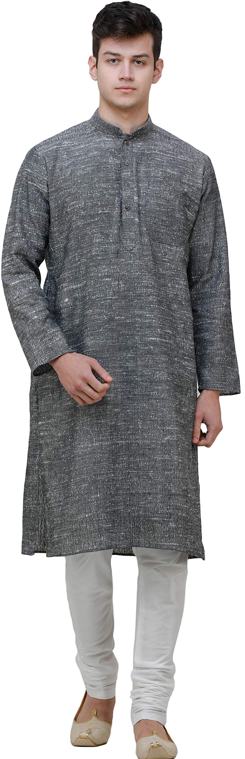 Exotic India Pure Handspun Charkha Cotton Kurta Pajama Set for Men | Traditional Indian Ethnic Wear | Comfortable Loungewear & Festival Outfit